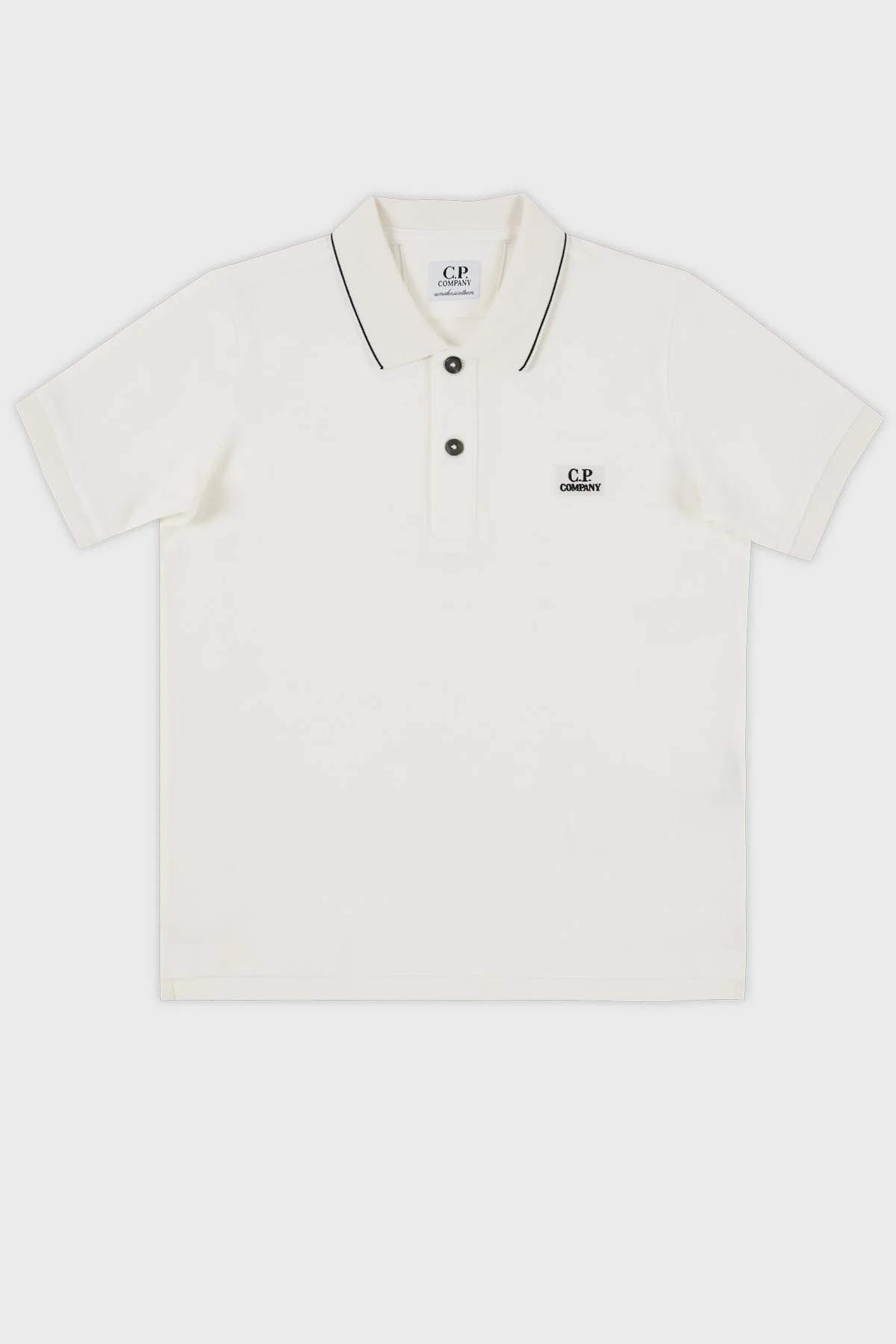 C.P. Company Streç Pamuklu Çocuk Polo Yaka T Shirt 10CKPL023 005263W 103 BEYAZ - 1