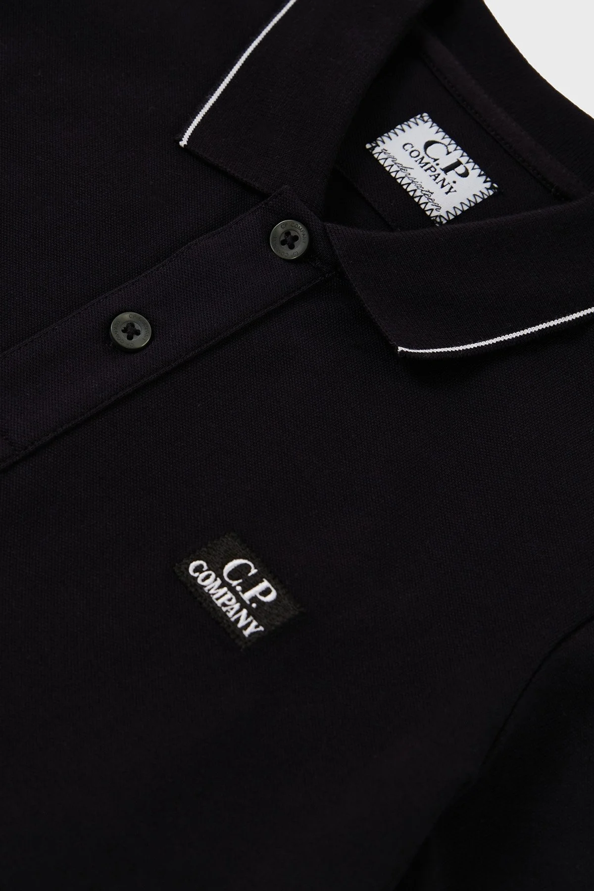 C.P. Company Streç Pamuklu Çocuk Polo Yaka T Shirt 10CKPL023 005263W 999 SİYAH - 8