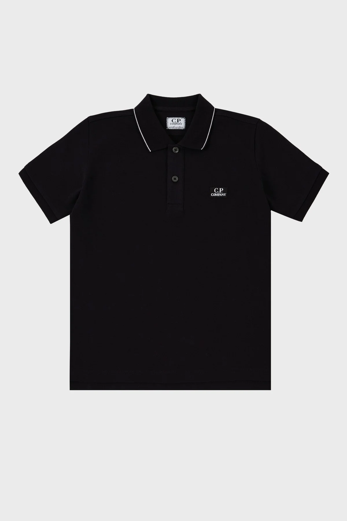 C.P. Company Streç Pamuklu Çocuk Polo Yaka T Shirt 10CKPL023 005263W 999 SİYAH - 1