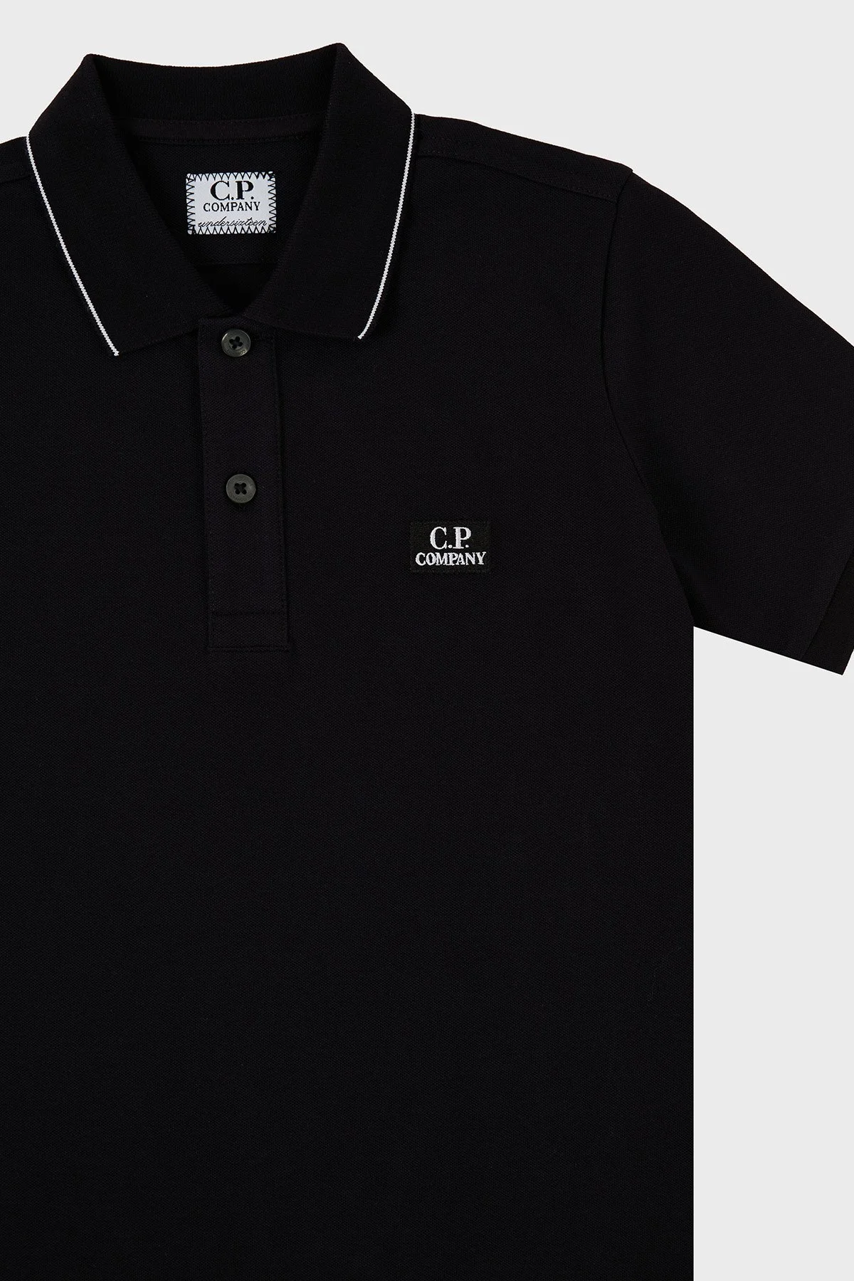 C.P. Company Streç Pamuklu Çocuk Polo Yaka T Shirt 10CKPL023 005263W 999 SİYAH - 2