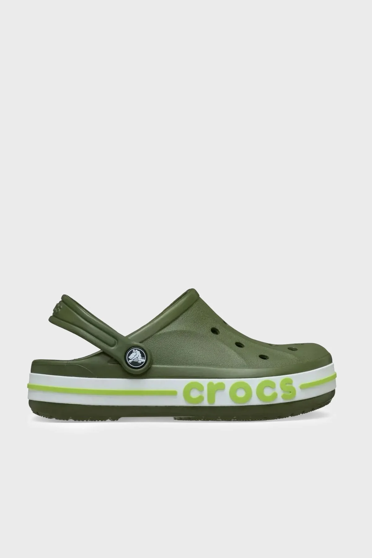 Crocs Bayaband Clog K Logolu Çıkarılabilir Kayışlı Sandalet Unisex Çocuk Terlik 207019-3CB HAKİ - 1