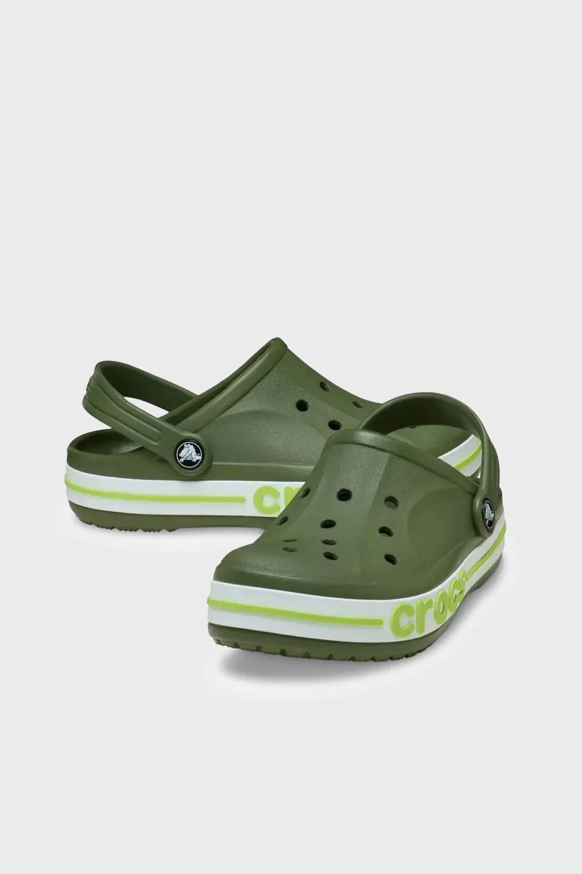Crocs Bayaband Clog K Logolu Çıkarılabilir Kayışlı Sandalet Unisex Çocuk Terlik 207019-3CB HAKİ - 2