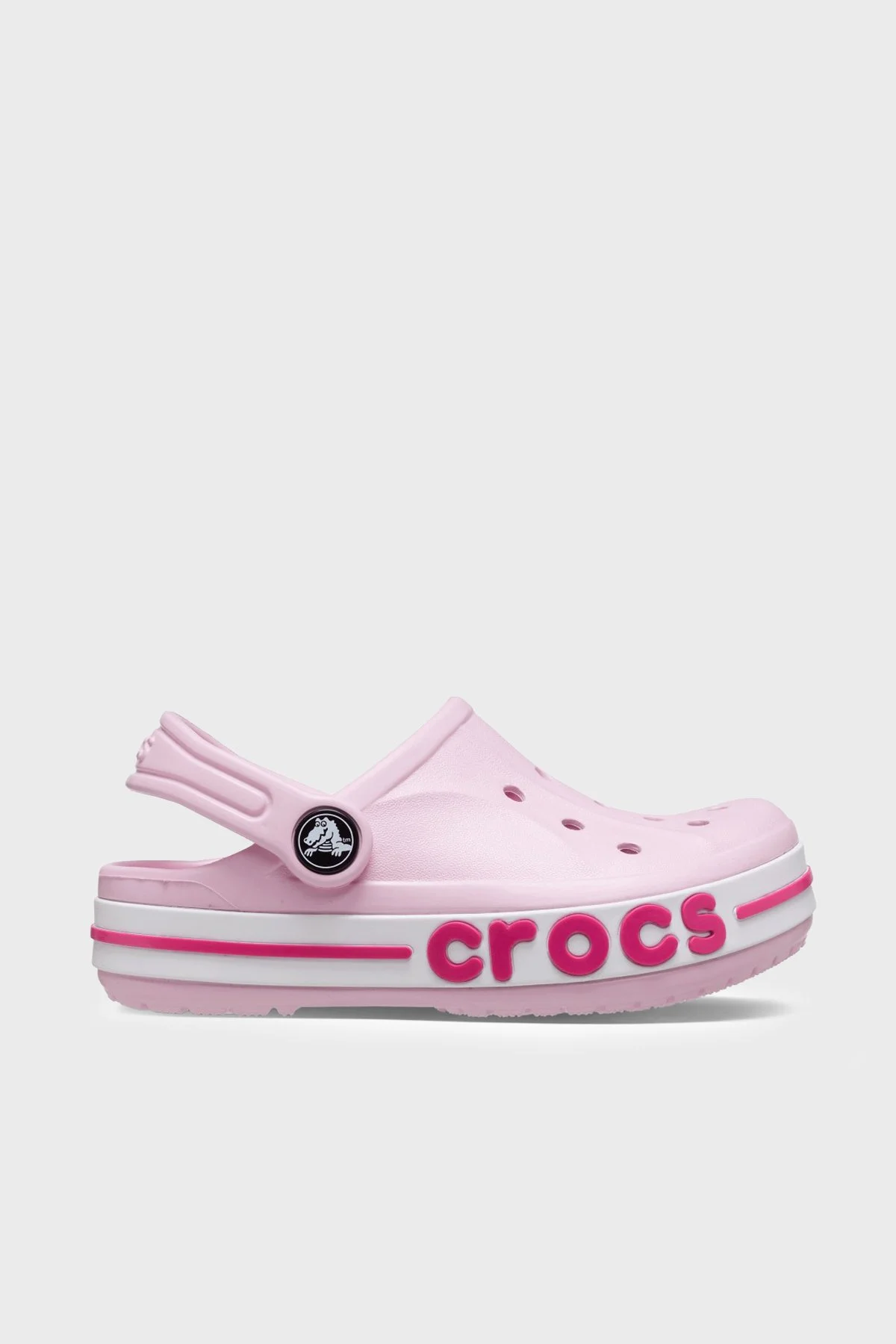 Crocs Bayaband Clog T Logolu Çıkarılabilir Kayışlı Sandalet Kız Çocuk Terlik 207018-6TG AÇIK PEMBE - 1