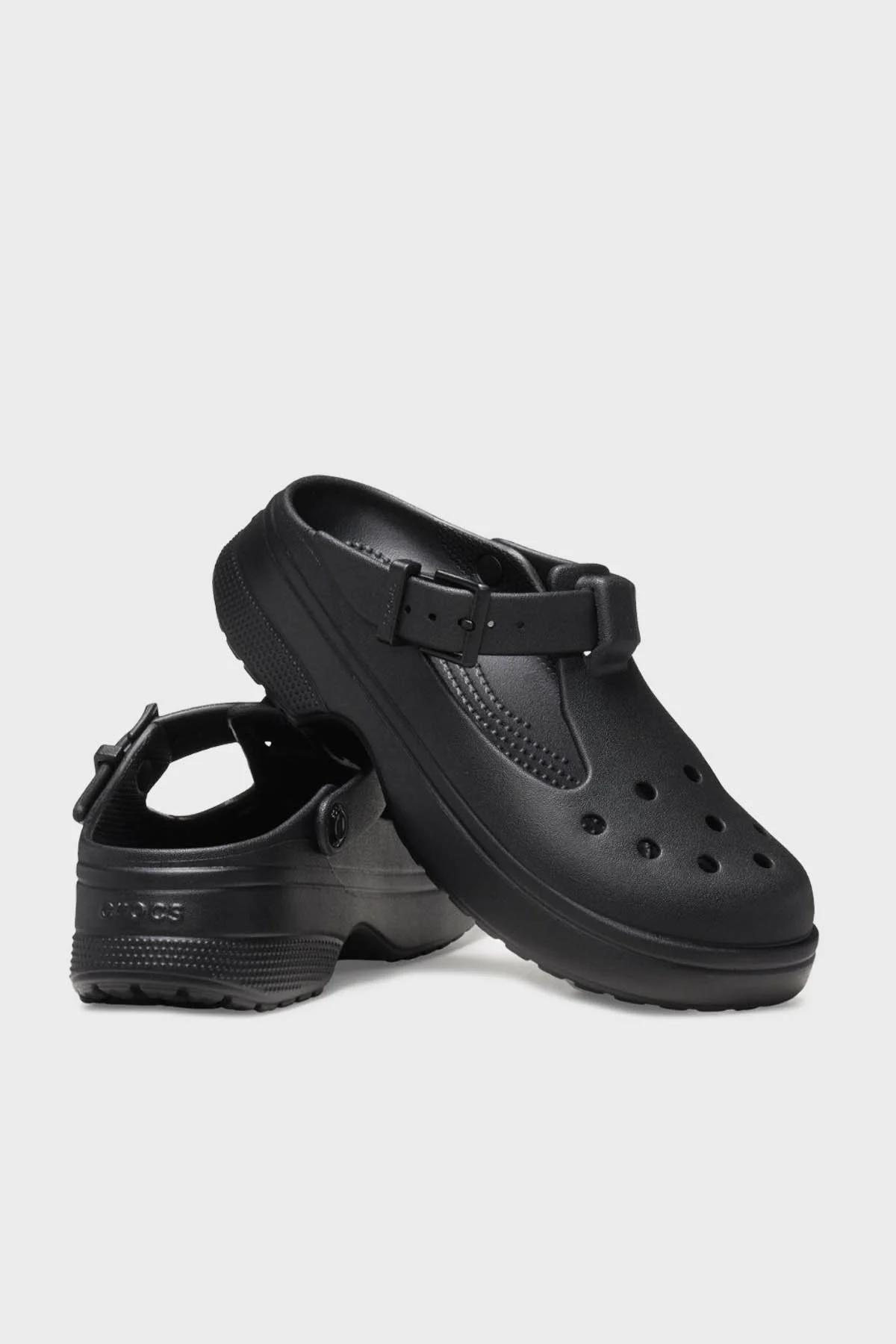 Crocs Classic Mary Jane Clog Ayarlanabilir Kayışlı Kalın Taban Bayan Terlik 210581-001 SİYAH - 9