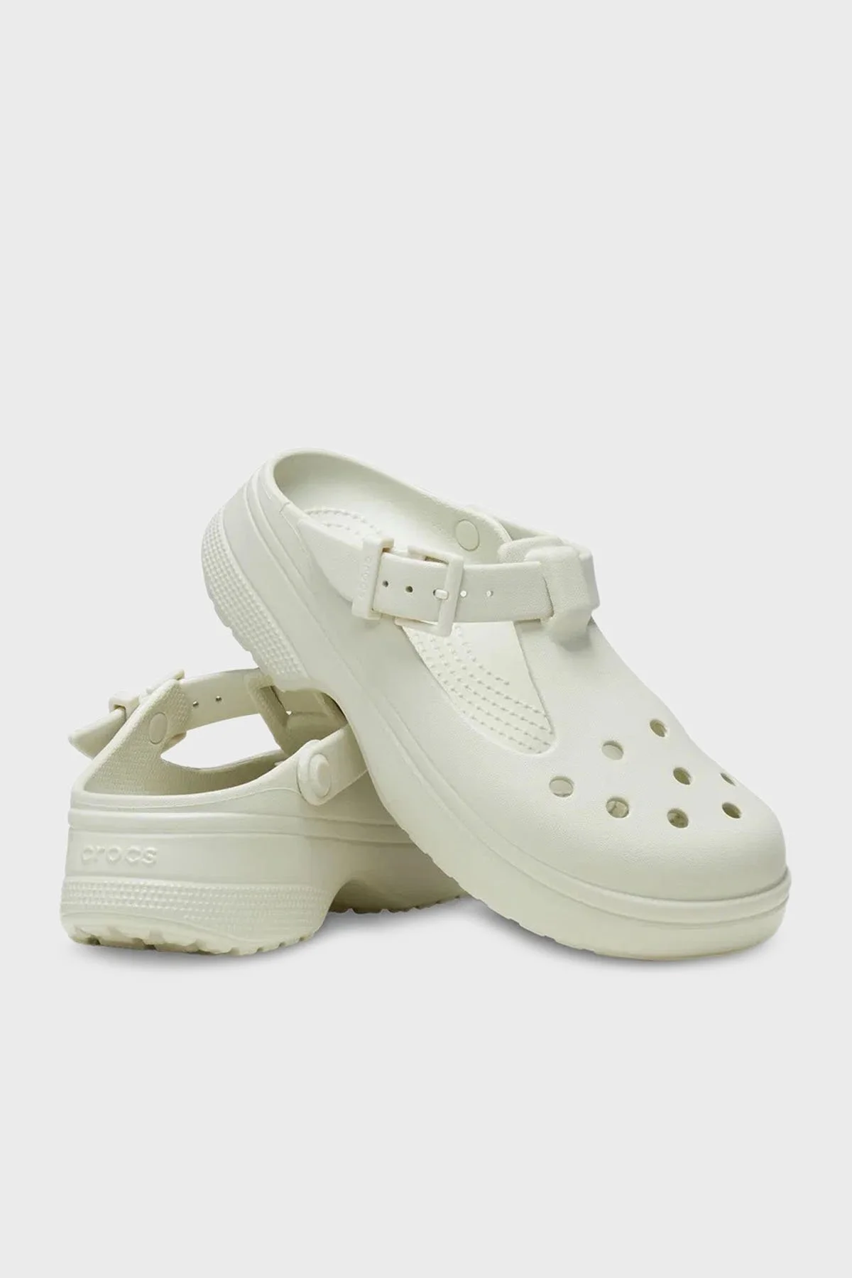Crocs Classic Mary Jane Clog Ayarlanabilir Kayışlı Kalın Taban Bayan Terlik 210581-0HZ KREM - 4