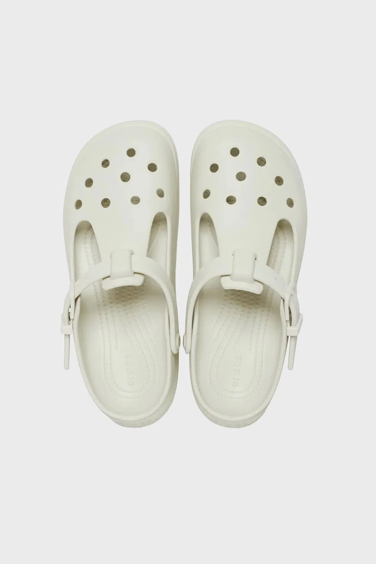 Crocs Classic Mary Jane Clog Ayarlanabilir Kayışlı Kalın Taban Bayan Terlik 210581-0HZ KREM - 5