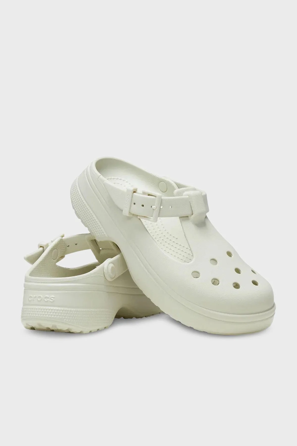 Crocs Classic Mary Jane Clog Ayarlanabilir Kayışlı Kalın Taban Kadın Terlik 210581-0HZ KREM - 4
