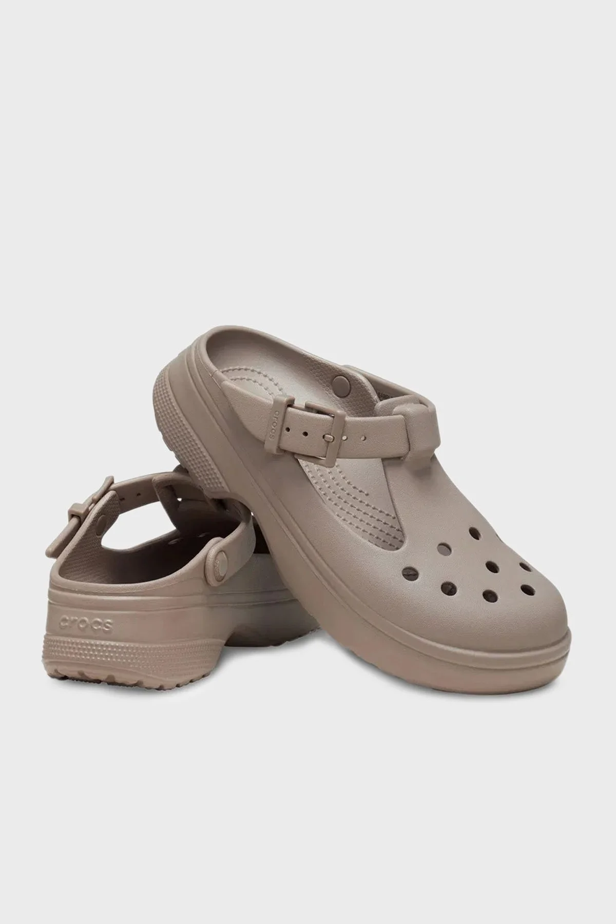 Crocs Classic Mary Jane Clog Ayarlanabilir Kayışlı Kalın Taban Bayan Terlik 210581-214 VİZON - 4