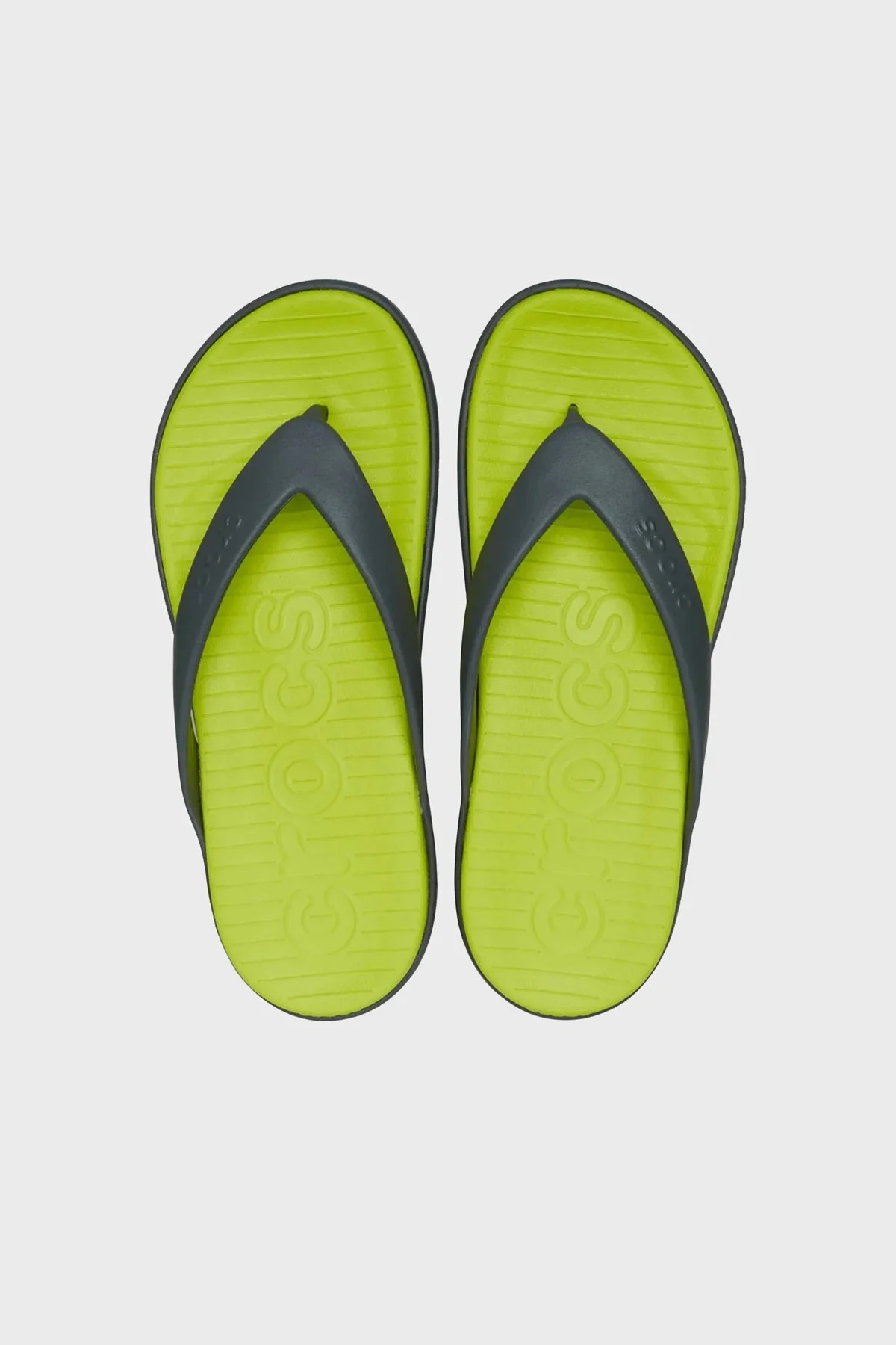 Crocs Coast Flip Logolu Parmak Arası Erkek Terlik 212035-0GG GRİ-SARI - 3
