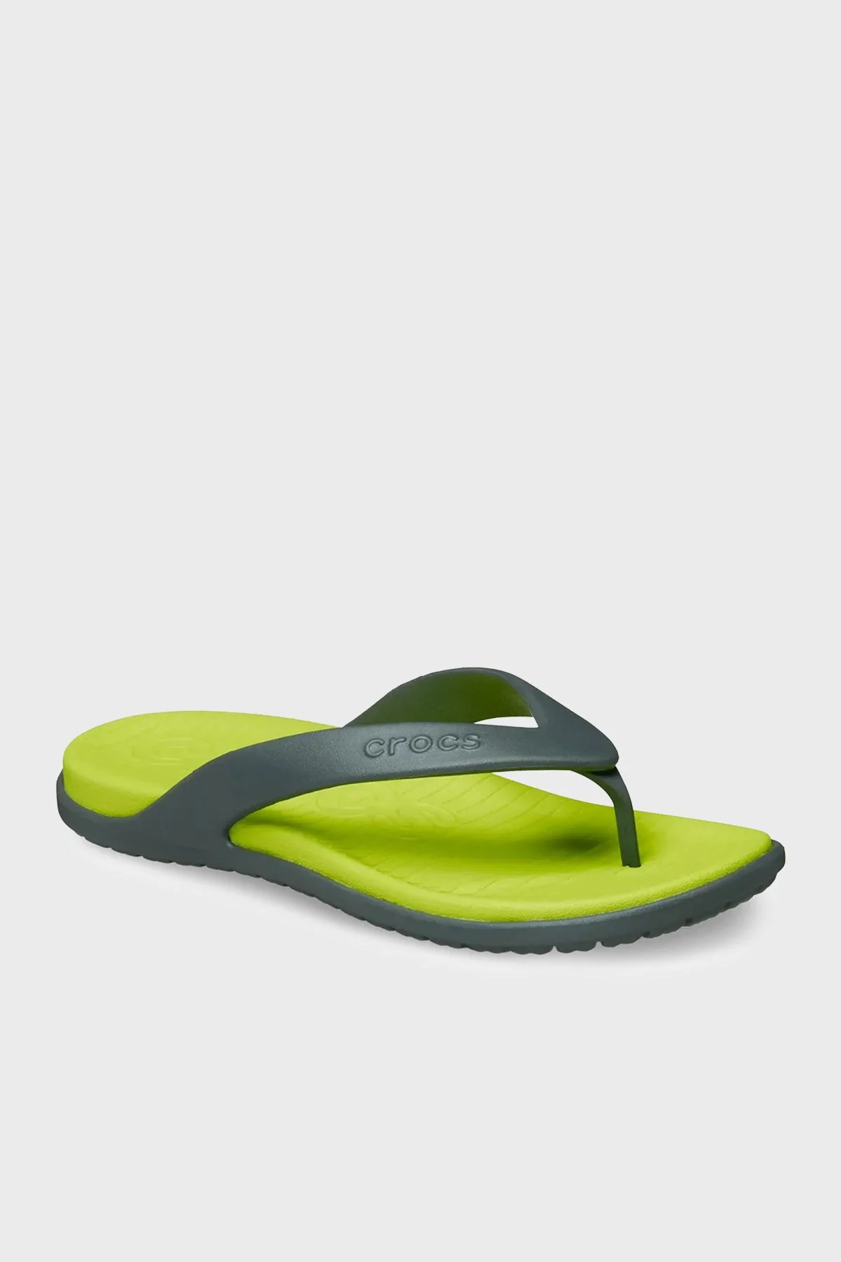 Crocs Coast Flip Logolu Parmak Arası Erkek Terlik 212035-0GG GRİ-SARI - 4