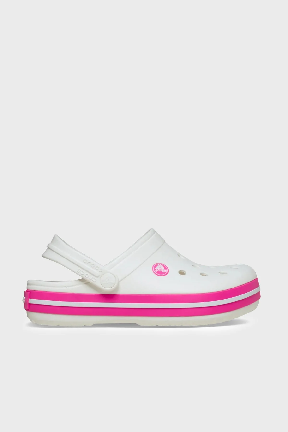 Crocs Crocband Clog K Logolu Çıkarılabilir Kayışlı Kız Çocuk Terlik 207006-6WU Beyaz-Fuşya - 1