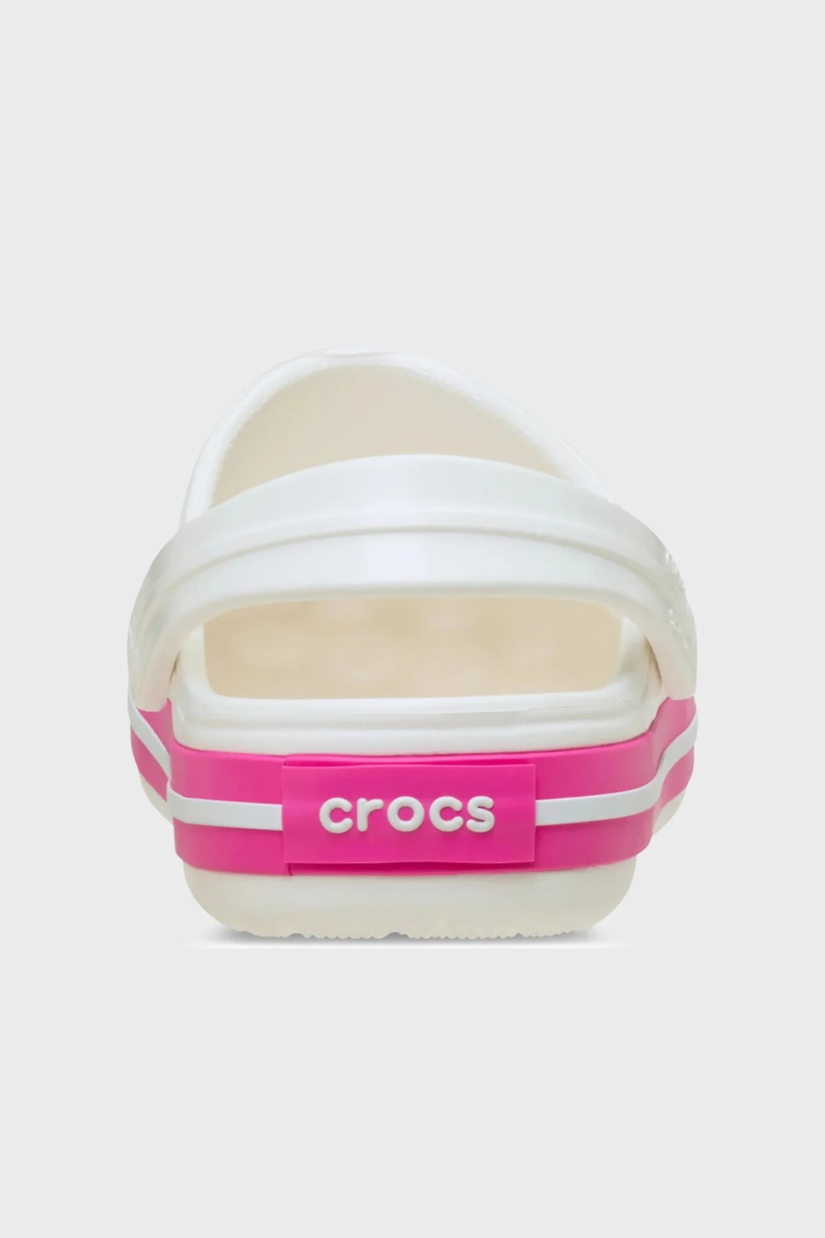 Crocs Crocband Clog K Logolu Çıkarılabilir Kayışlı Kız Çocuk Terlik 207006-6WU Beyaz-Fuşya - 5