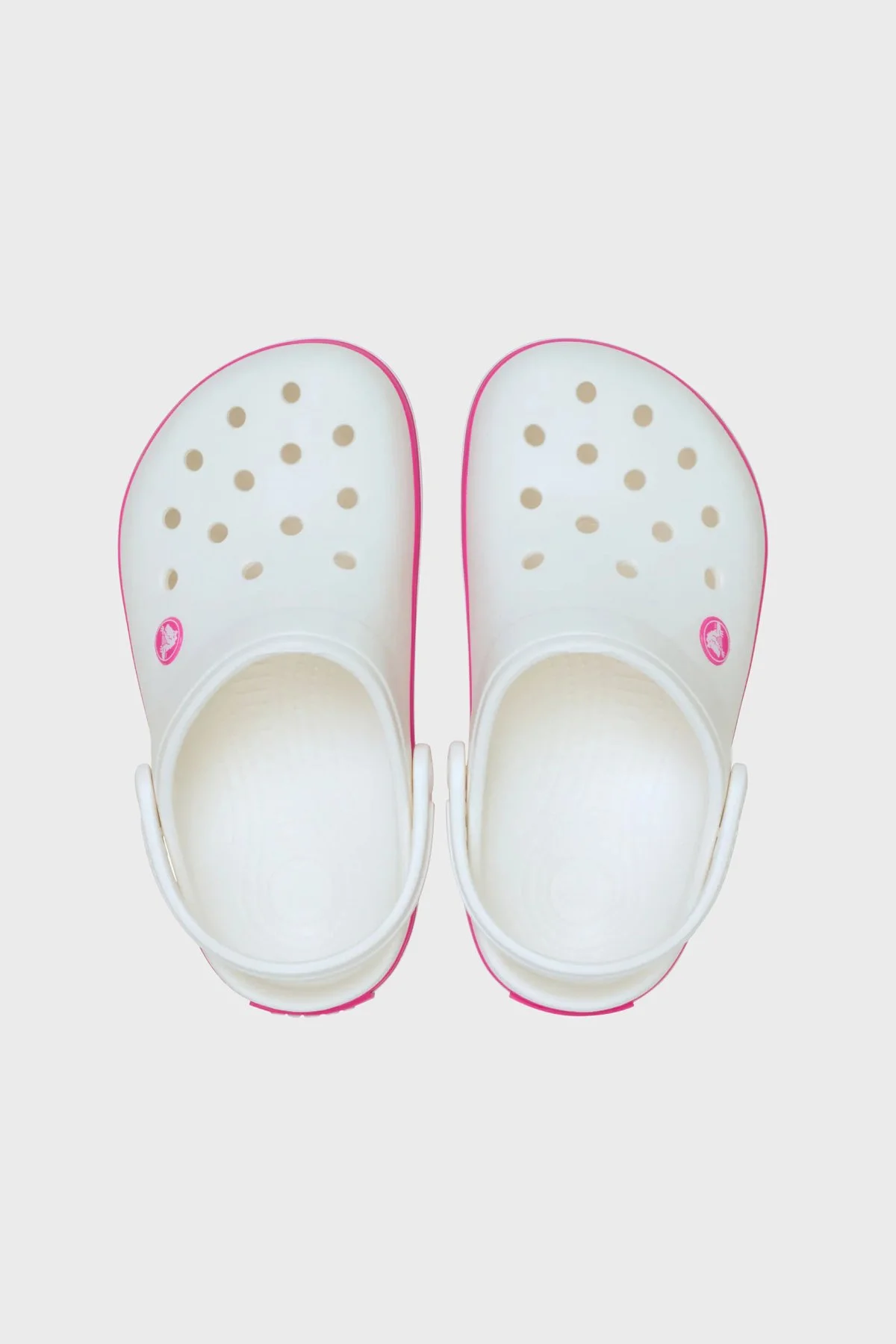 Crocs Crocband Clog T Logolu Çıkarılabilir Kayışlı Kız Çocuk Terlik 207005-6WU Beyaz-Fuşya - 3