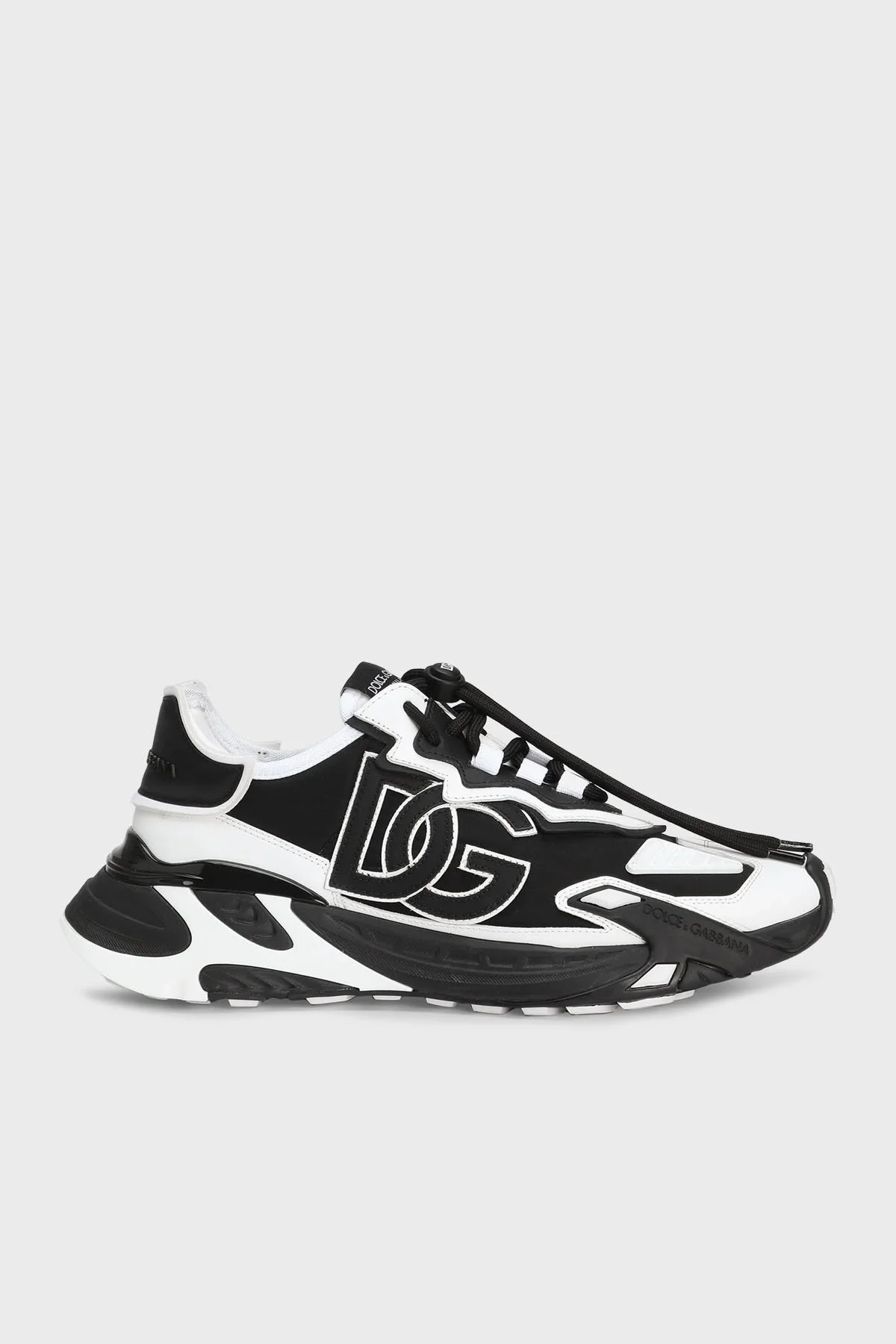 Dolce & Gabbana Deri Karışımlı Logolu Sneaker Erkek Ayakkabı CS2355 AG382 89697 BEYAZ-SİYAH - 1