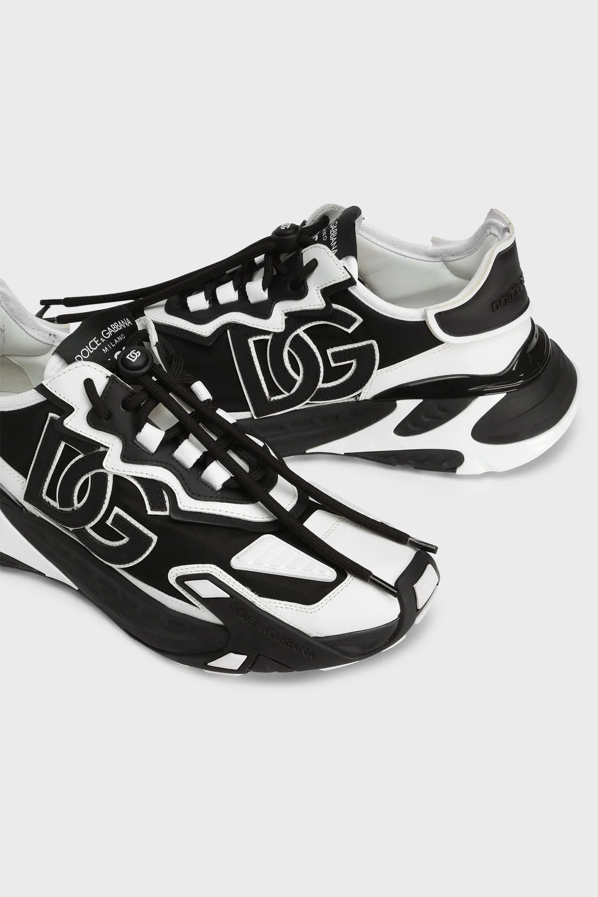 Dolce & Gabbana Deri Karışımlı Logolu Sneaker Erkek Ayakkabı CS2355 AG382 89697 BEYAZ-SİYAH - 3