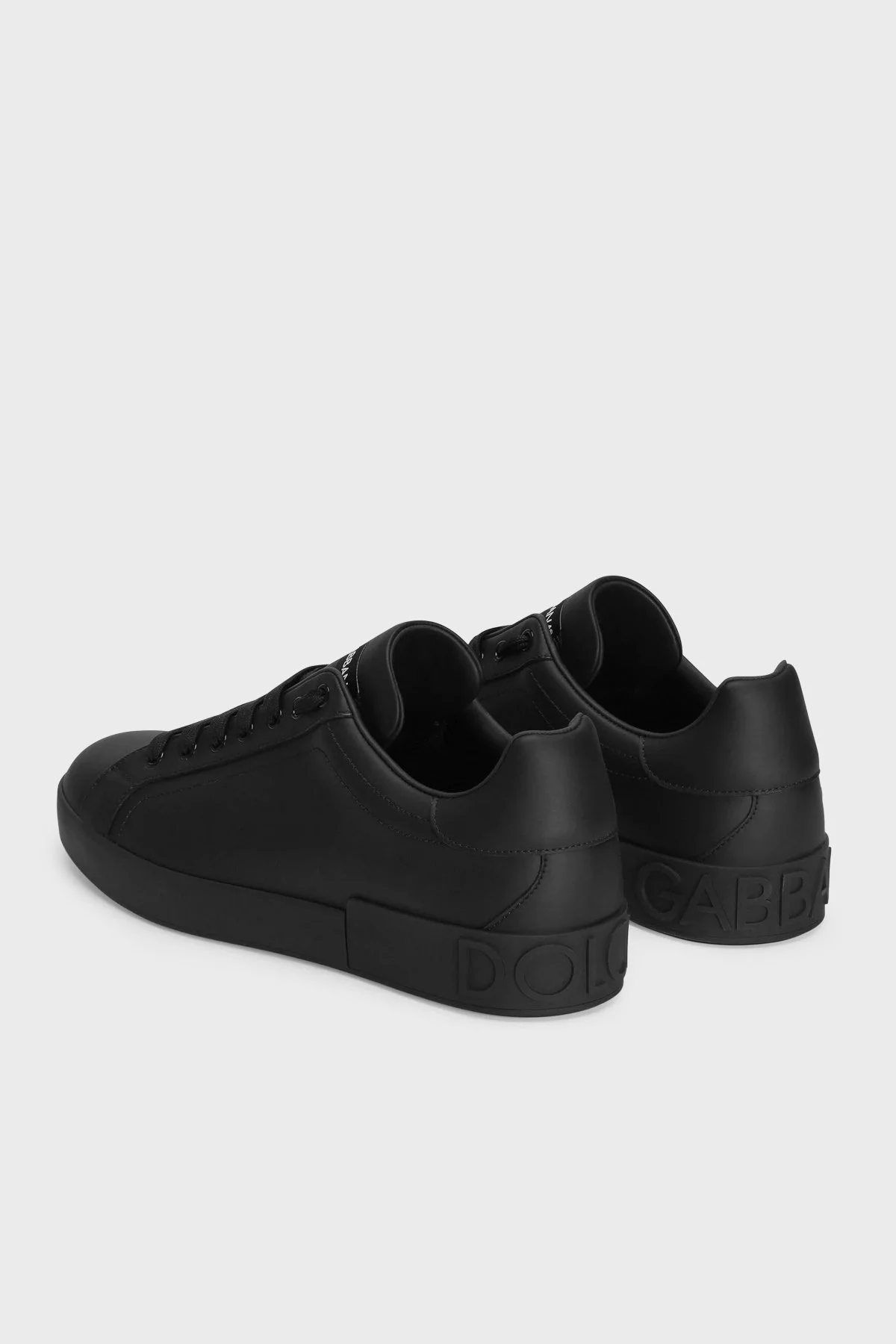 Dolce Gabbana Deri Logolu Sneaker Erkek Ayakkabı CS1772 A1065 80999 SİYAH - 3