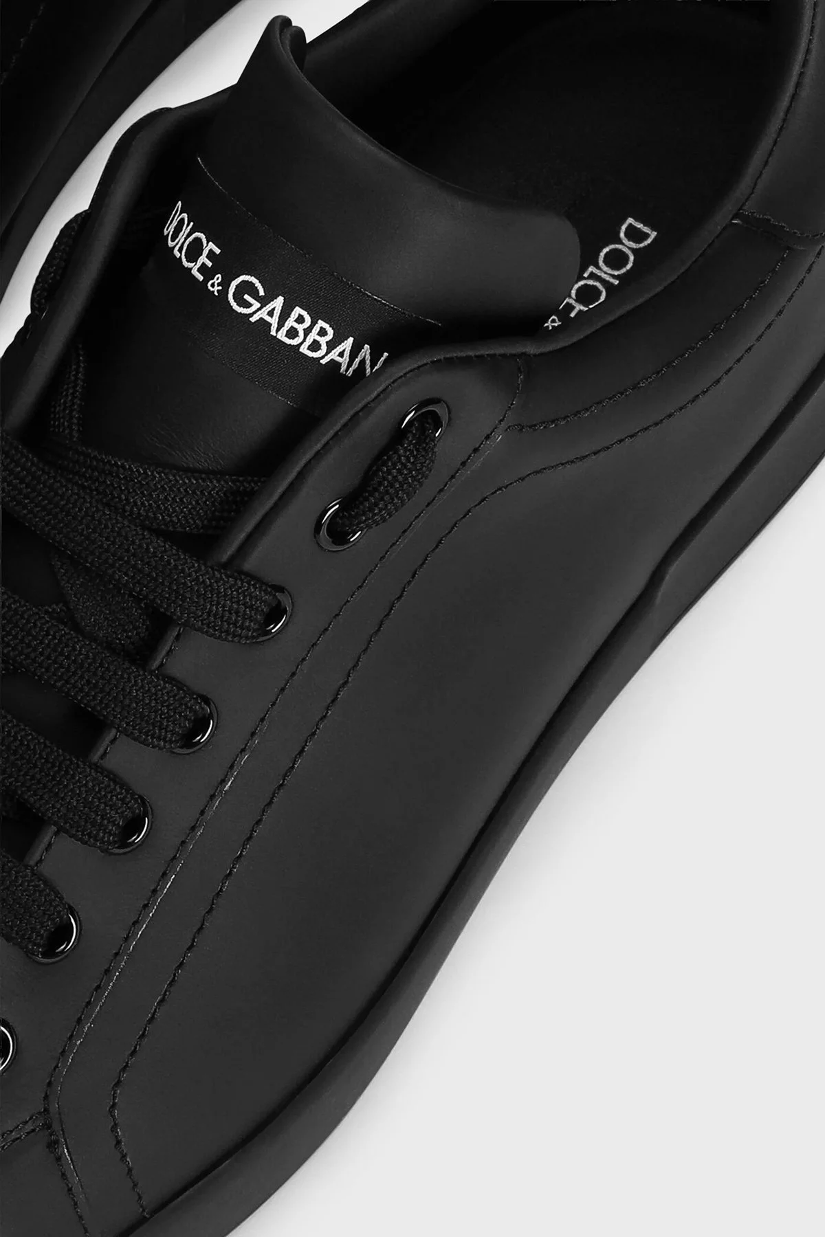 Dolce Gabbana Deri Logolu Sneaker Erkek Ayakkabı CS1772 A1065 80999 SİYAH - 4