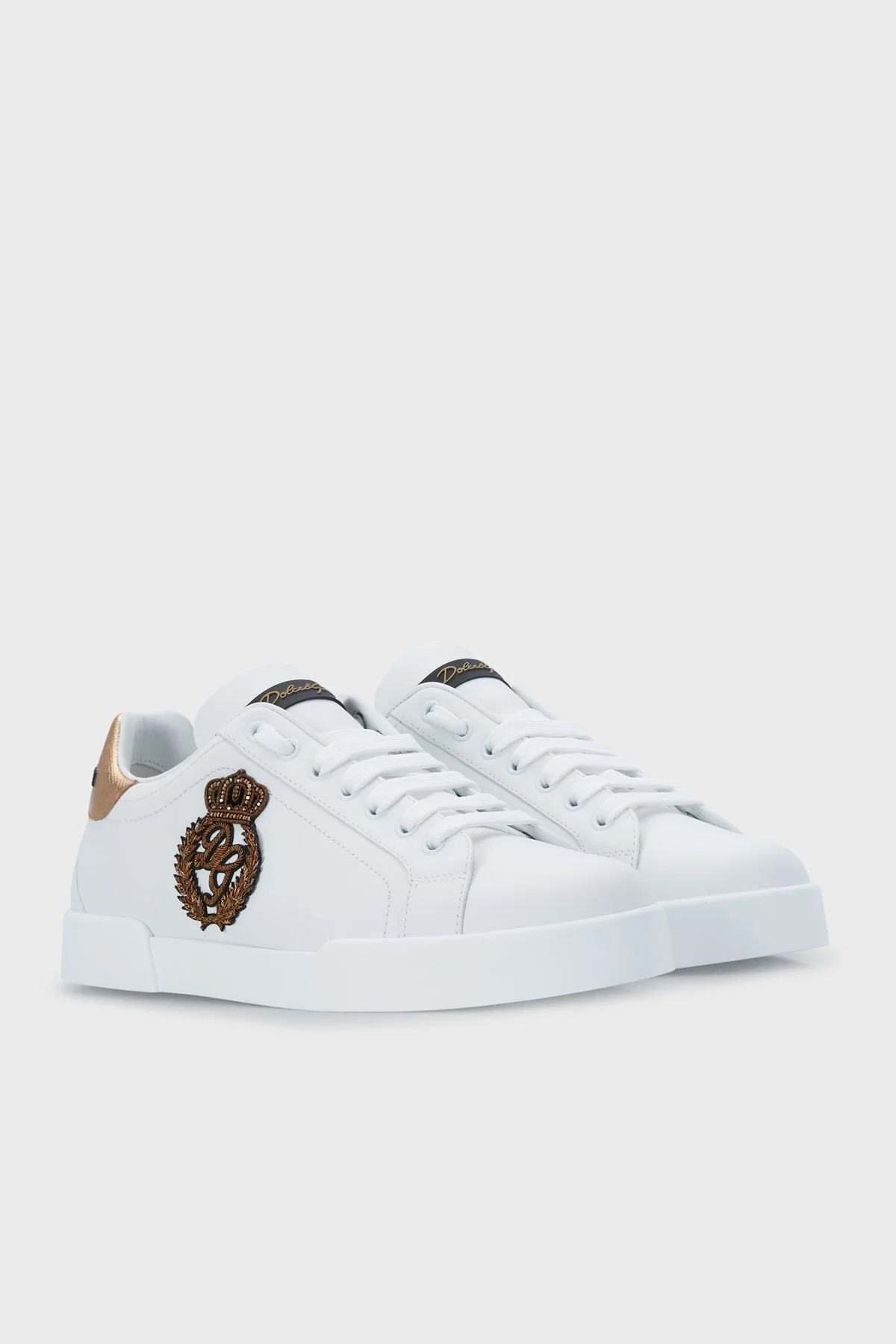 Dolce Gabbana Hakiki Deri Erkek Ayakkabı CS1761 AH136 8I047 BEYAZ-GOLD - 3