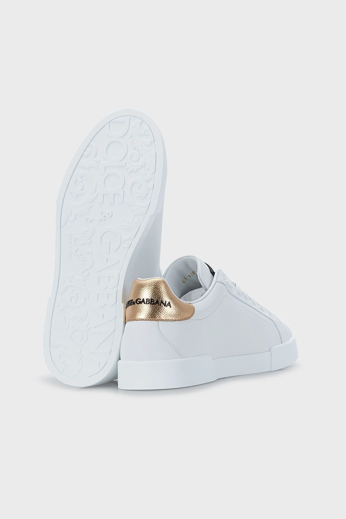 Dolce Gabbana Hakiki Deri Erkek Ayakkabı CS1761 AH136 8I047 BEYAZ-GOLD - 4