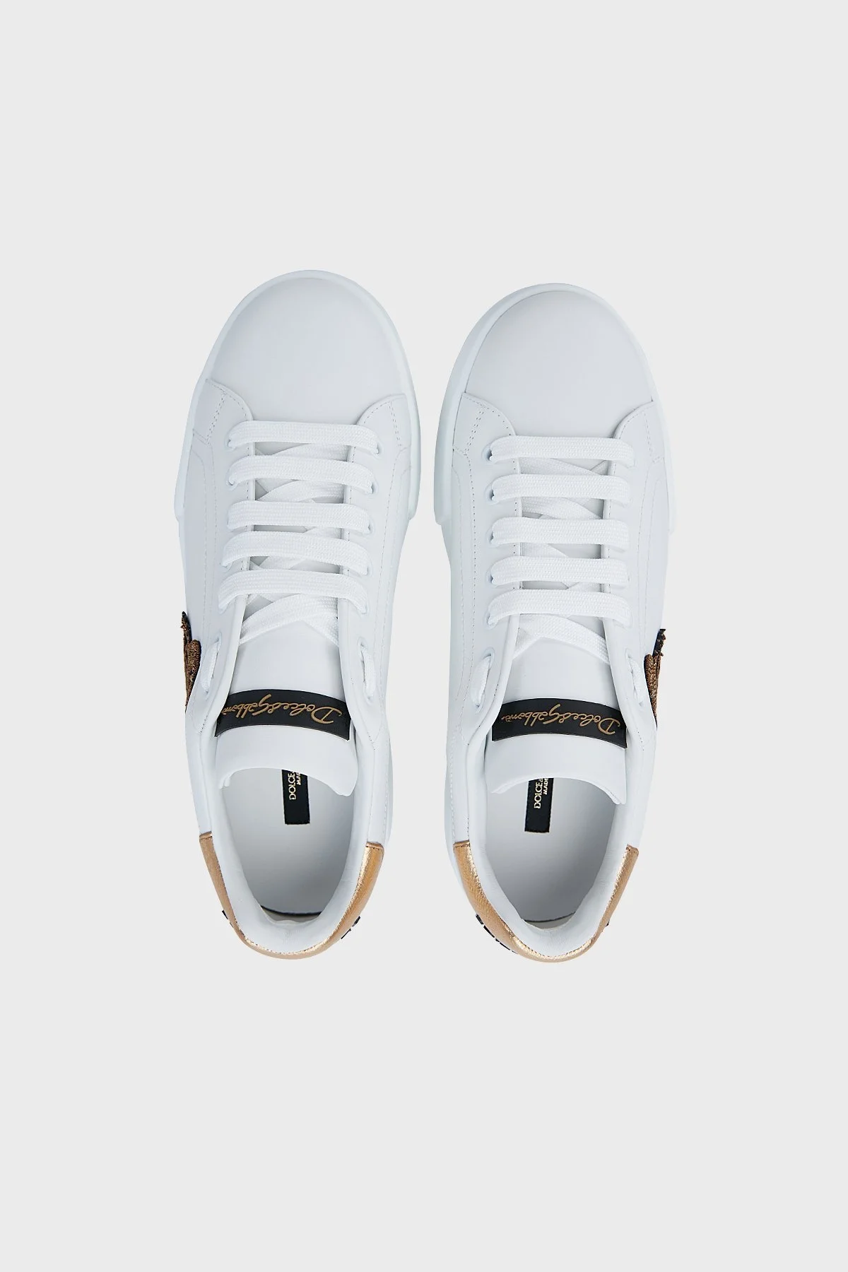 Dolce Gabbana Hakiki Deri Erkek Ayakkabı CS1761 AH136 8I047 BEYAZ-GOLD - 5