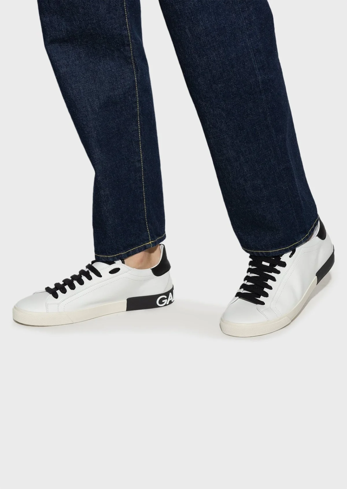 Dolce & Gabbana Hakiki Deri Logolu Snaker Erkek Ayakkabı CS2203 AM779 89697 BEYAZ - 7