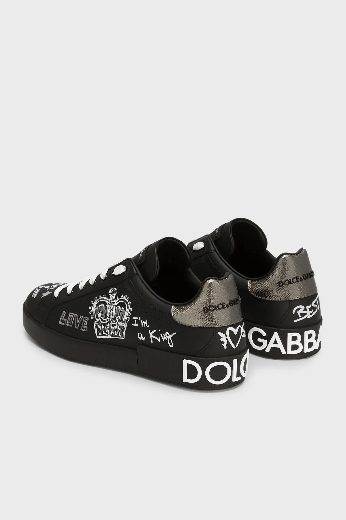 Dolce & Gabbana Hakiki Deri Logolu Sneaker Erkek Ayakkabı CS1760 AZ268 8T724 SİYAH - 3