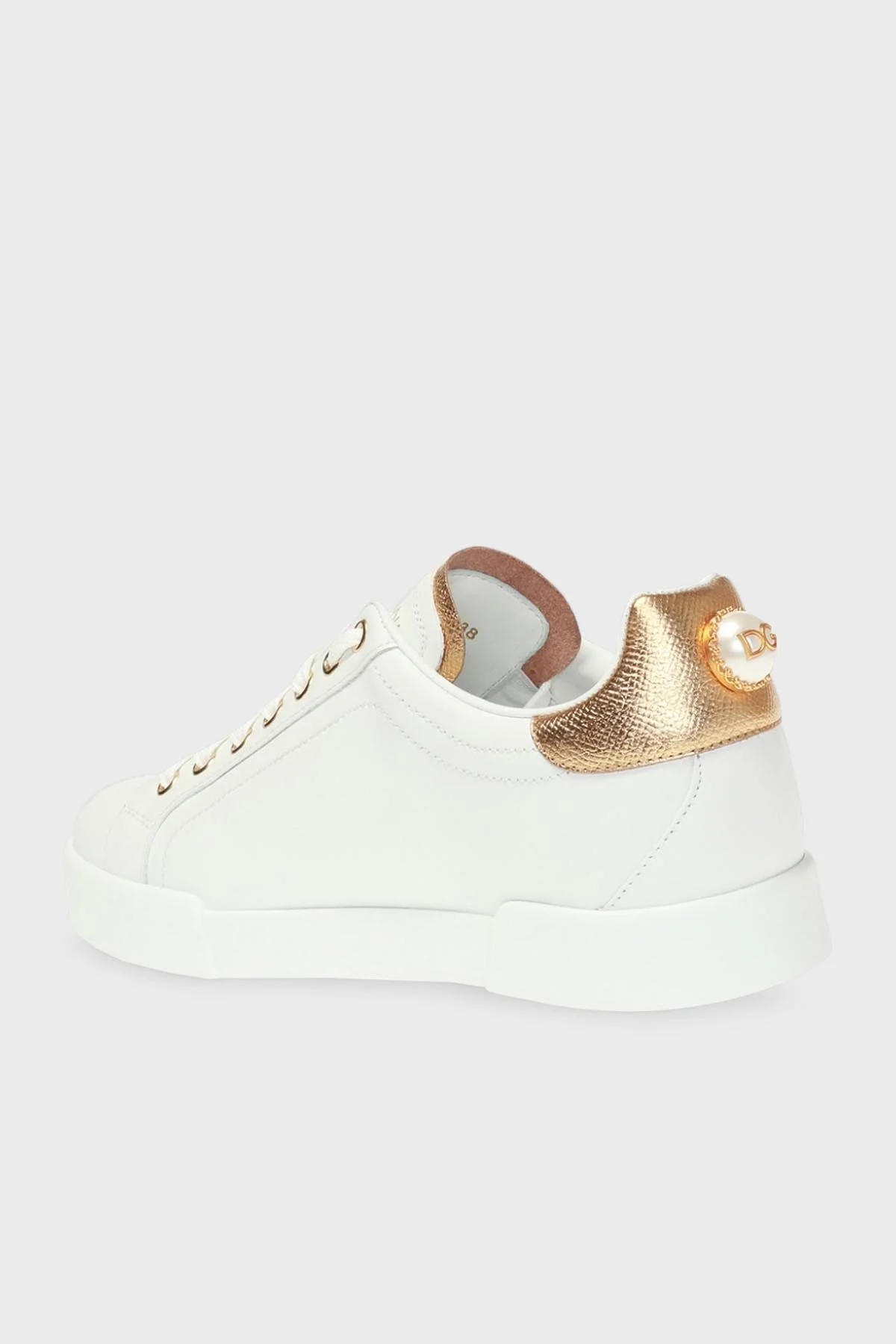Dolce & Gabbana Hakiki Deri Sneaker Kadın Ayakkabı CK1602 AN298 8B996 BEYAZ - 4
