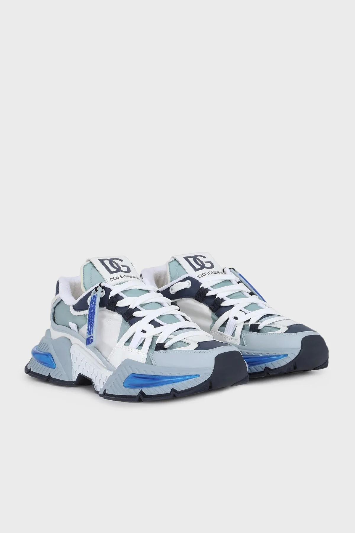 Dolce & Gabbana Hakiki Deri Sneaker Erkek Ayakkabı CS1984 AQ743 8V535 MAVİ-BEYAZ - 2