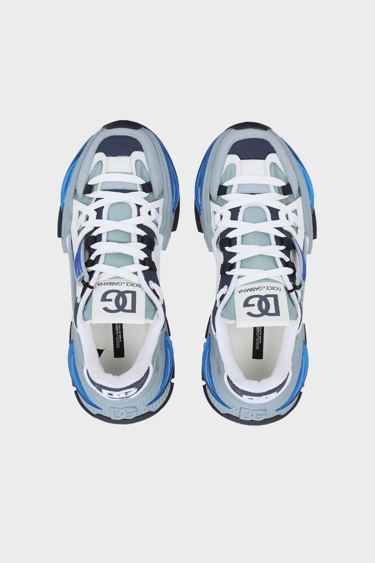 Dolce & Gabbana Hakiki Deri Sneaker Erkek Ayakkabı CS1984 AQ743 8V535 MAVİ-BEYAZ - 4