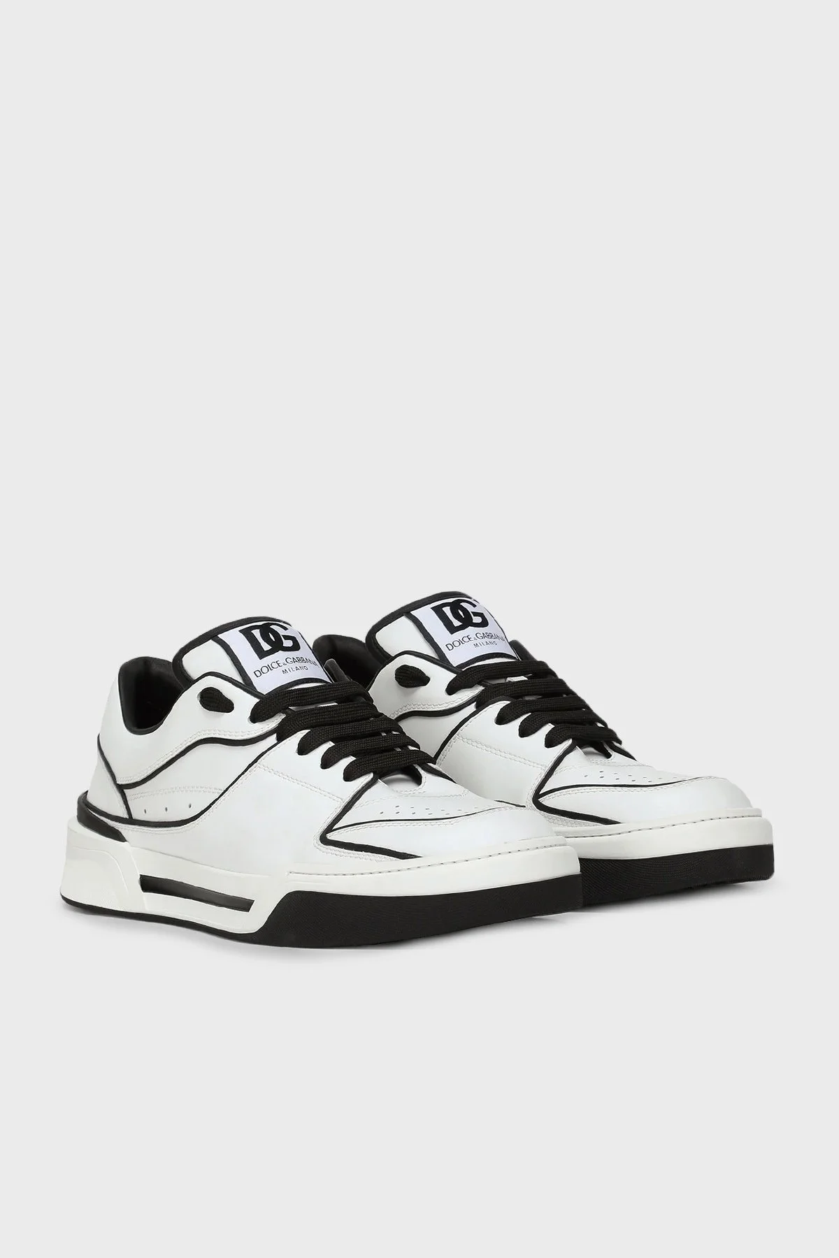 Dolce & Gabbana Hakiki Deri Sneaker Erkek Ayakkabı CS2036 AY965 89697 BEYAZ-SİYAH - 2