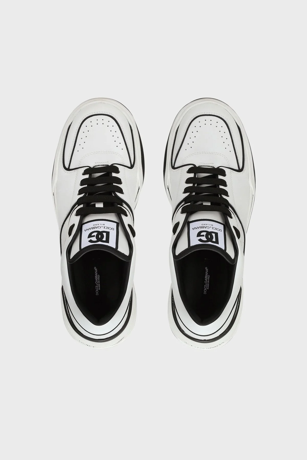 Dolce & Gabbana Hakiki Deri Sneaker Erkek Ayakkabı CS2036 AY965 89697 BEYAZ-SİYAH - 4