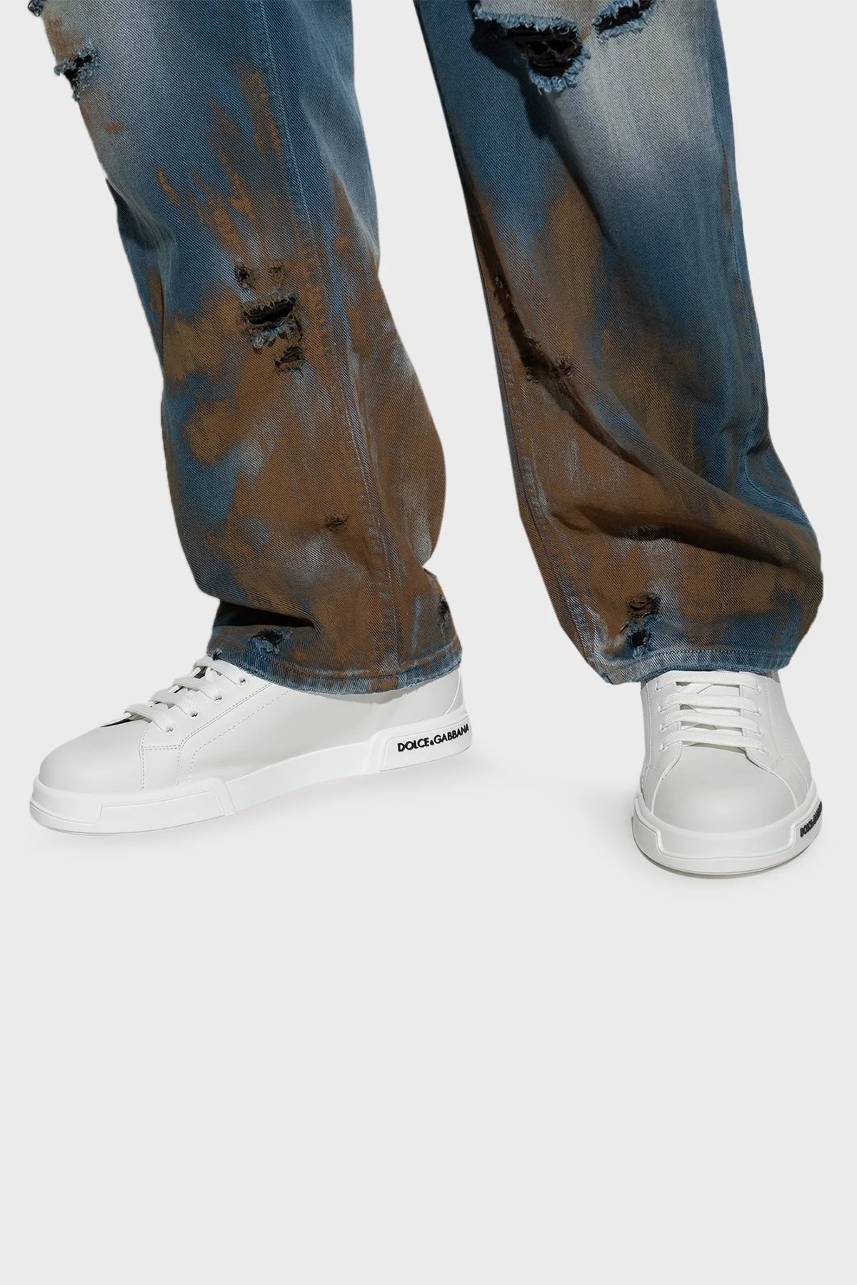 Dolce & Gabbana Hakiki Deri Sneaker Erkek Ayakkabı CS2213 AA335 80001 BEYAZ - 2