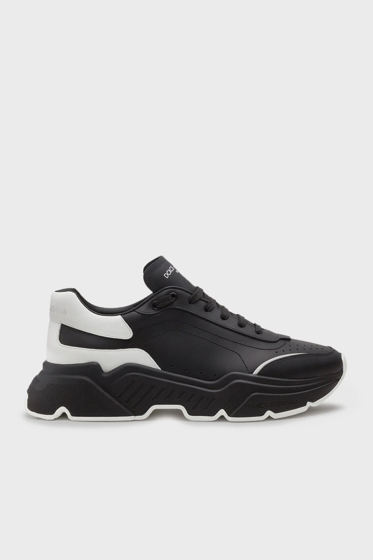 Dolce & Gabbana Kalın Taban Hakiki Deri Erkek Ayakkabı CS1791 AX589 89690 SİYAH-BEYAZ - 1