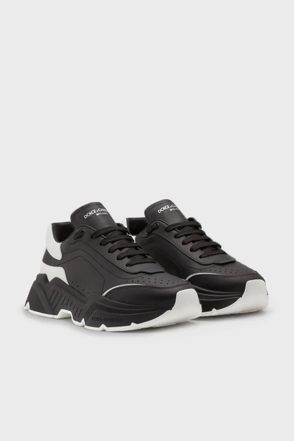 Dolce & Gabbana Kalın Taban Hakiki Deri Erkek Ayakkabı CS1791 AX589 89690 SİYAH-BEYAZ - 2