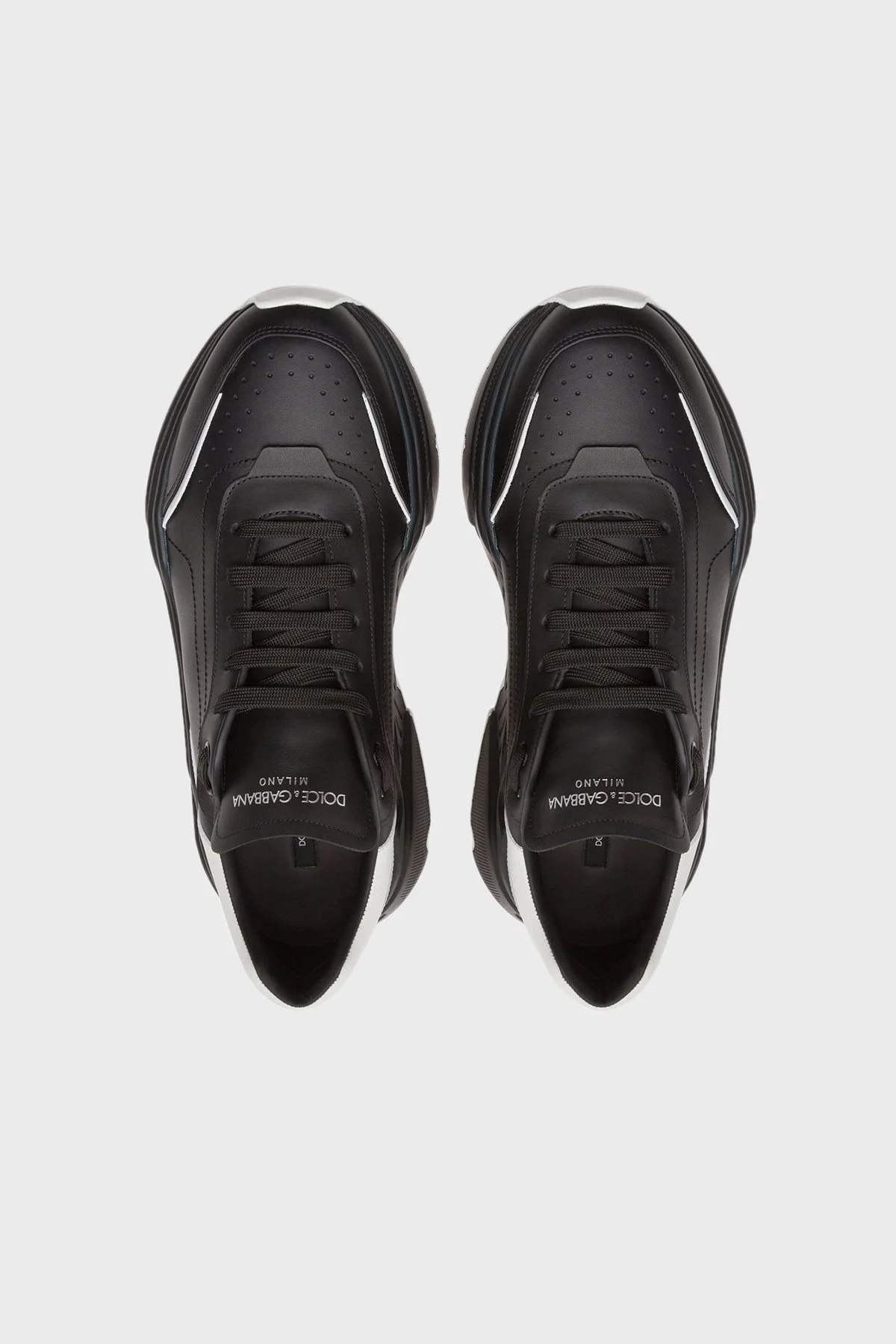 Dolce & Gabbana Kalın Taban Hakiki Deri Erkek Ayakkabı CS1791 AX589 89690 SİYAH-BEYAZ - 4