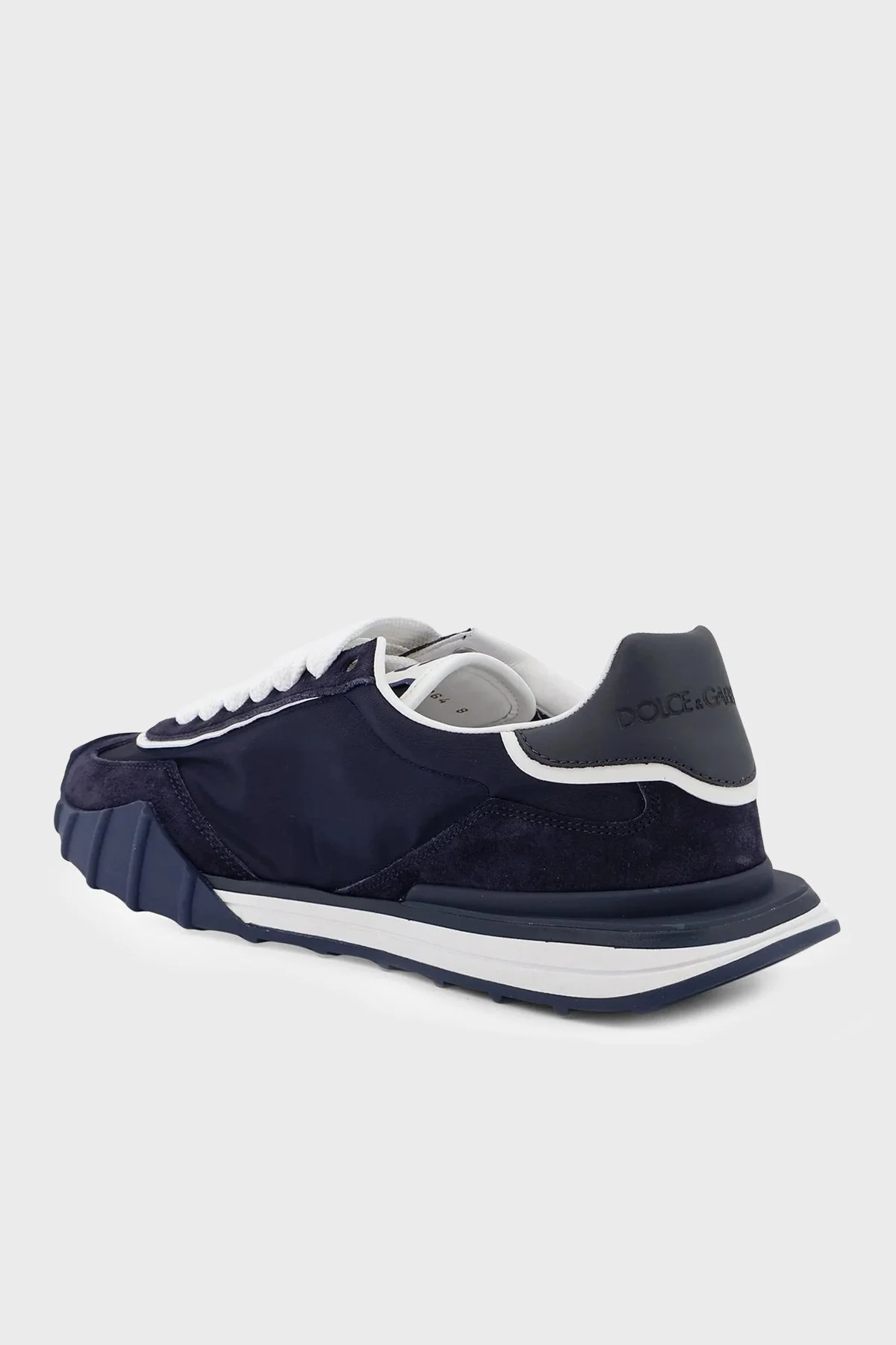 Dolce Gabbana Logolu Deri Karışımlı Sneaker Erkek Ayakkabı CS2384 A0864 8D600 Lacivert - 2