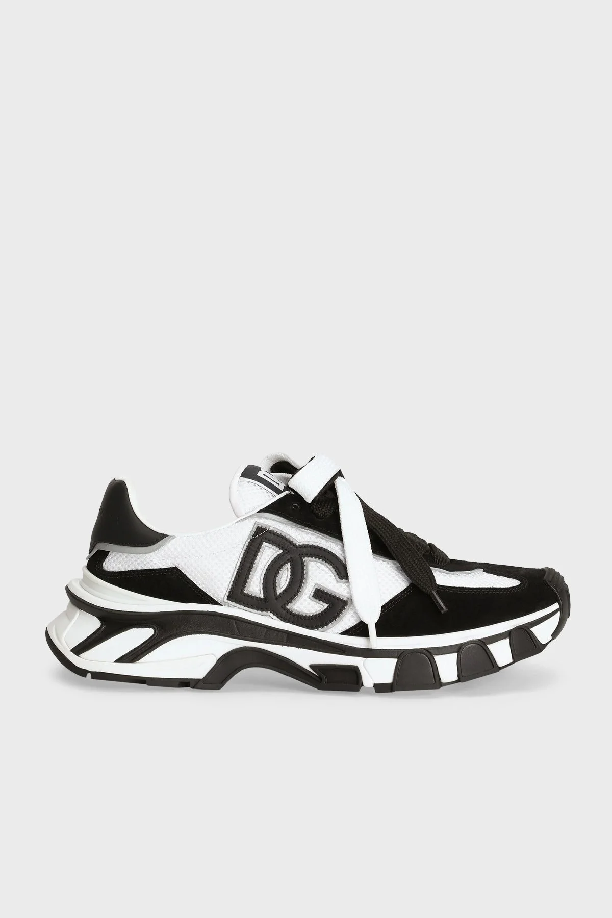 Dolce Gabbana Logolu Deri Karışımlı Sneaker Erkek Ayakkabı CS2403 A0208 8B926 SİYAH-BEYAZ - 1