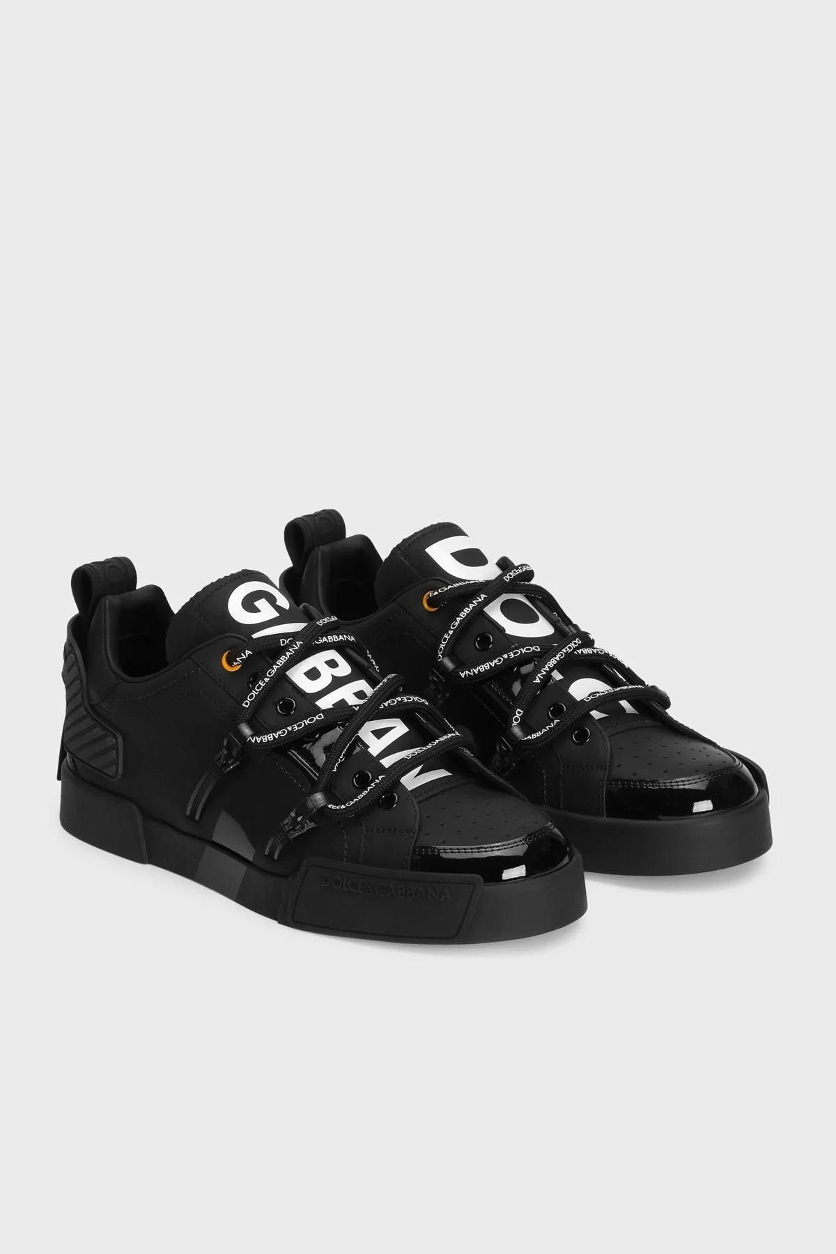 Dolce & Gabbana Logolu Deri Sneaker Erkek Ayakkabı CS2328 AJ986 89690 SİYAH - 7