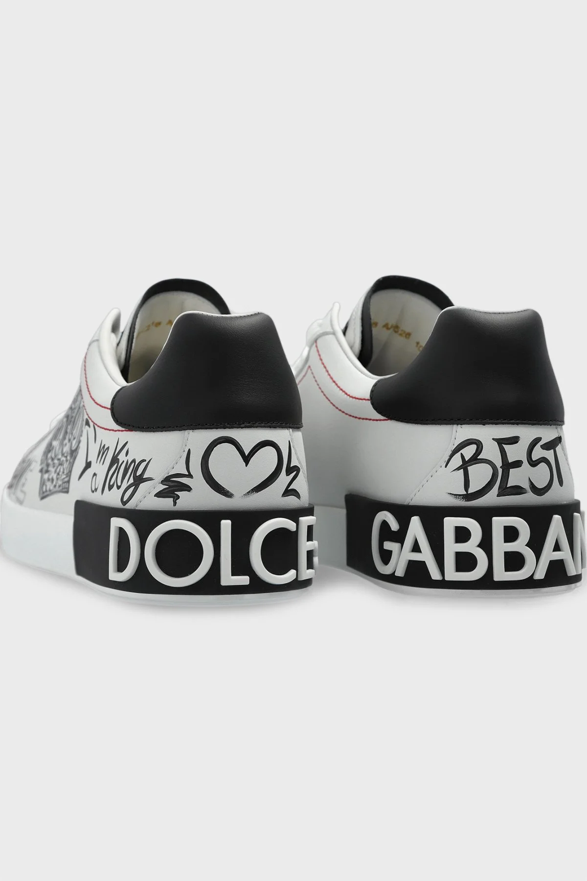 Dolce Gabbana Logolu Hakiki Deri Sneaker Erkek Ayakkabı CS1760 A9AG1 89697 BEYAZ-SİYAH - 6