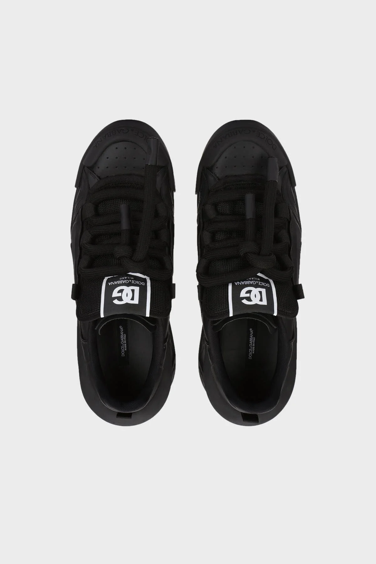 Dolce Gabbana Logolu Hakiki Deri Sneaker Erkek Ayakkabı CS2061 AB950 8B956 SİYAH - 4