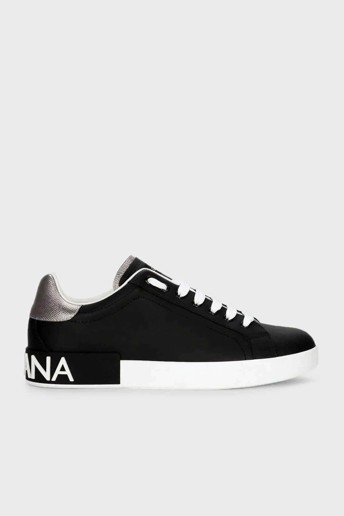 Dolce & Gabbana Logolu Hakiki Deri Sneaker Erkek Ayakkabı CS2216 AH527 8B979 SİYAH - 1