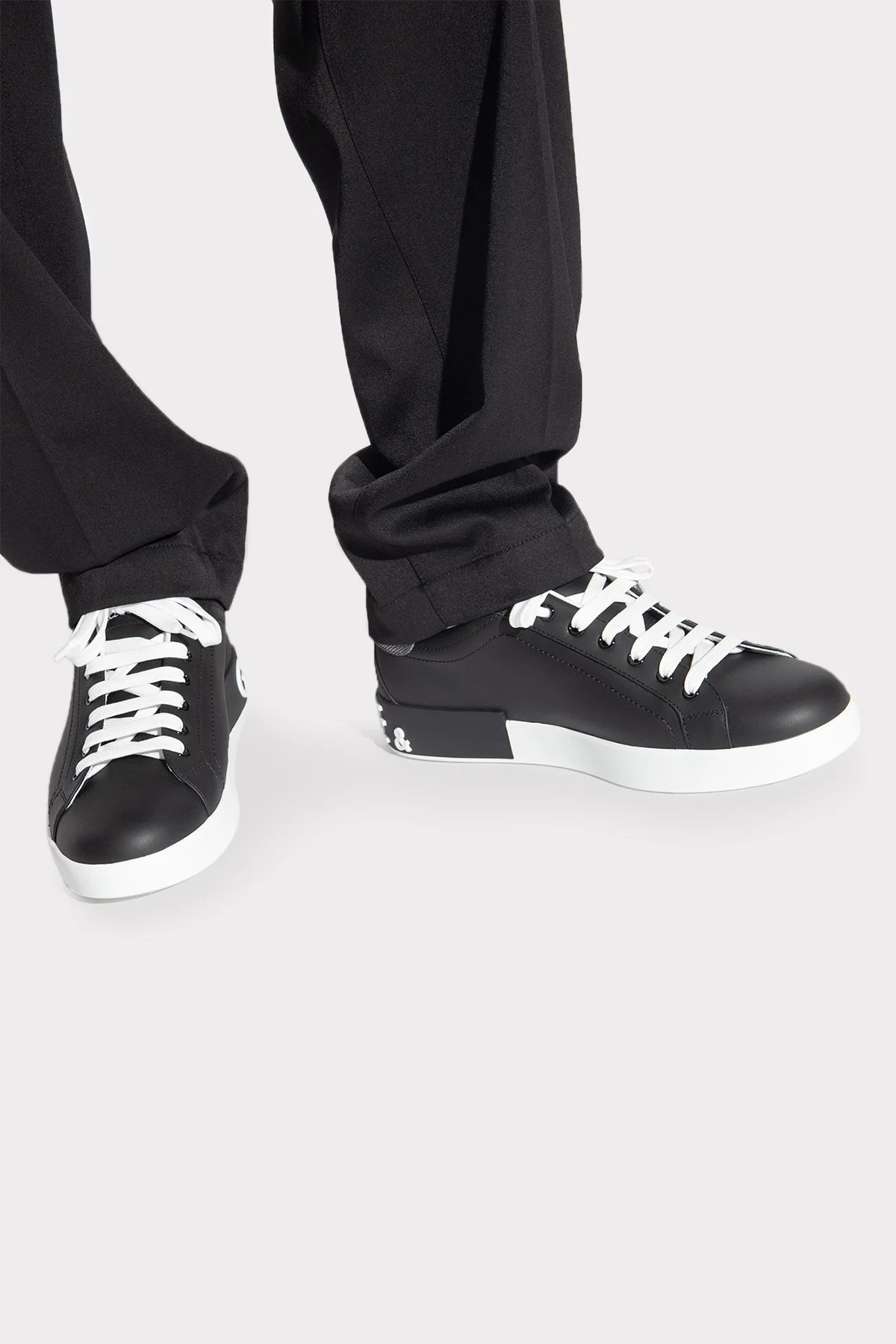 Dolce & Gabbana Logolu Hakiki Deri Sneaker Erkek Ayakkabı CS2216 AH527 8B979 SİYAH - 2