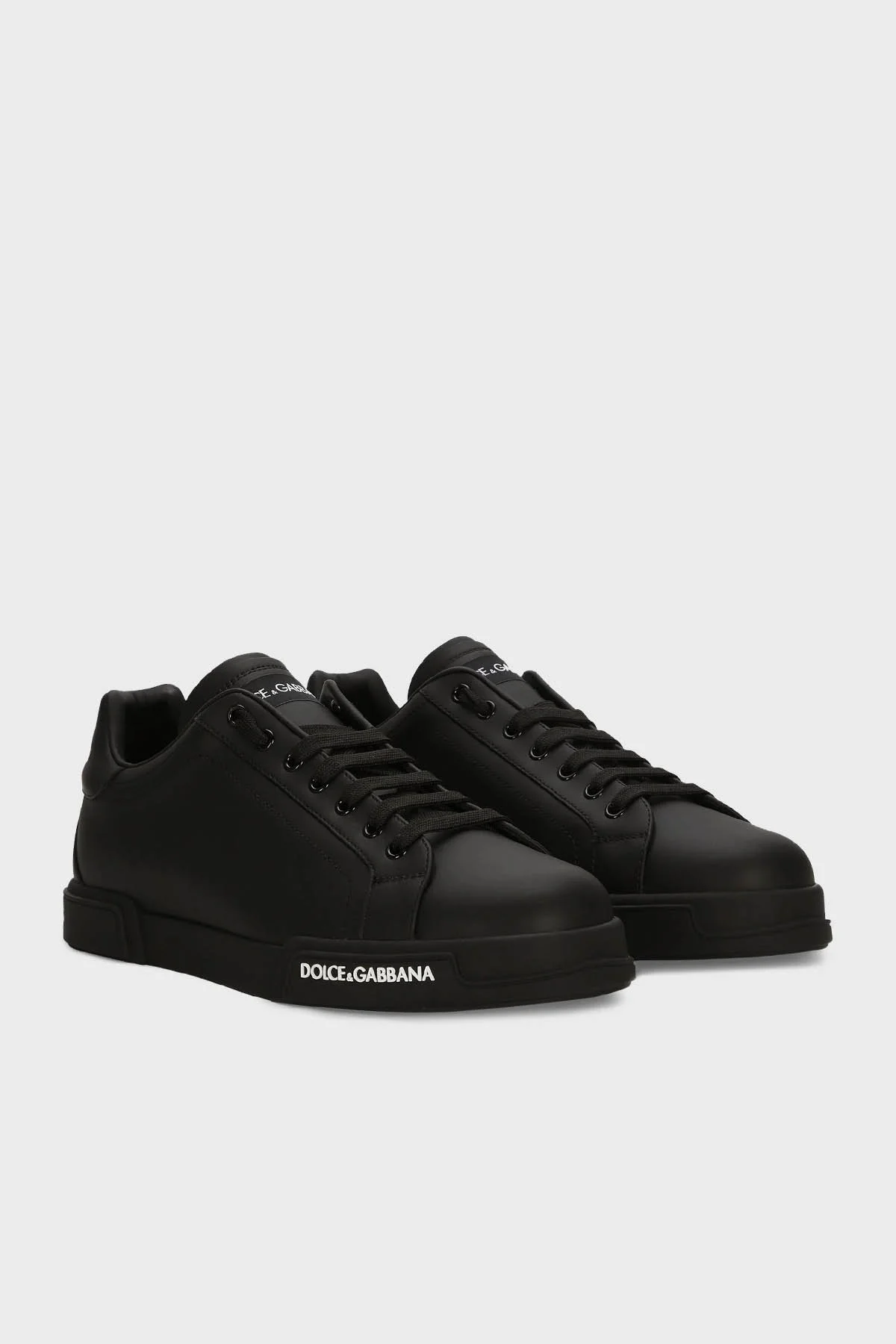 Dolce & Gabbana Logolu Hakiki Deri Sneaker Erkek Ayakkabı CS2332 AA335 8B956 SİYAH - 7