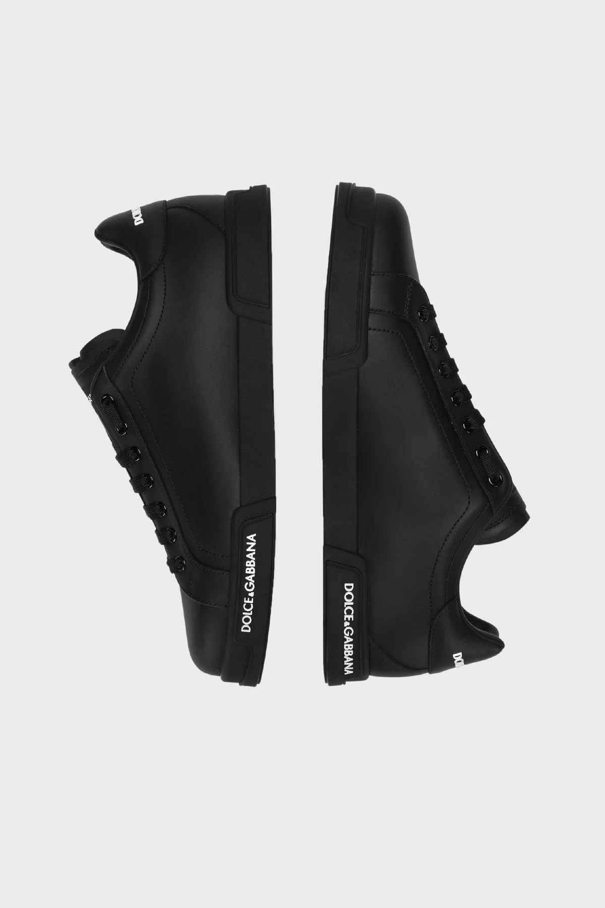 Dolce & Gabbana Logolu Hakiki Deri Sneaker Erkek Ayakkabı CS2332 AA335 8B956 SİYAH - 10