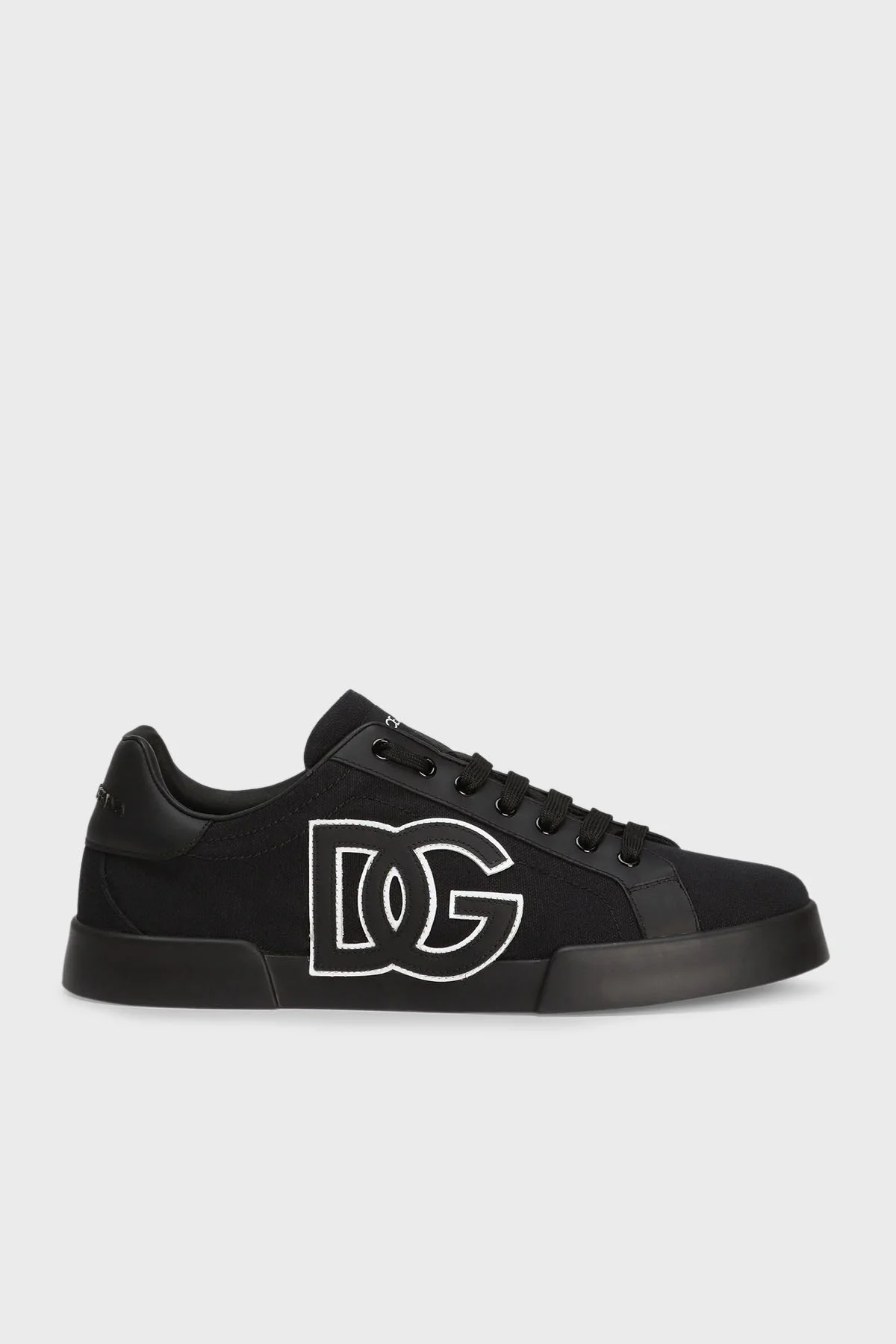 Dolce & Gabbana Logolu Hakiki Deri ve Pamuk Karışımlı Sneaker Erkek Ayakkabı CS2343 AE629 8B956 SİYAH - 1