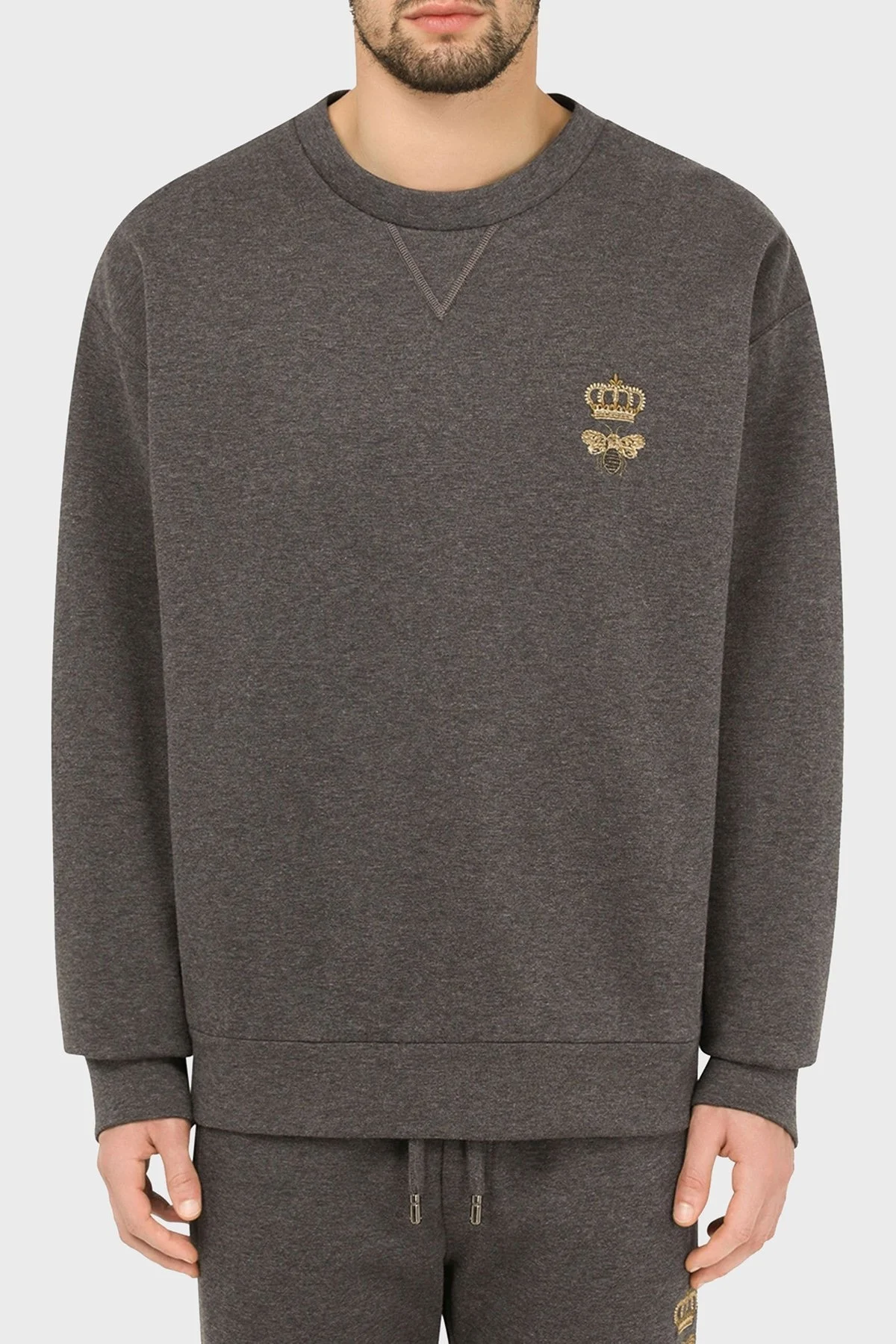 Dolce Gabbana Pamuklu Bisiklet Yaka Erkek Sweat G9VA5Z HU7IE S8450 ANTRASİT - 6