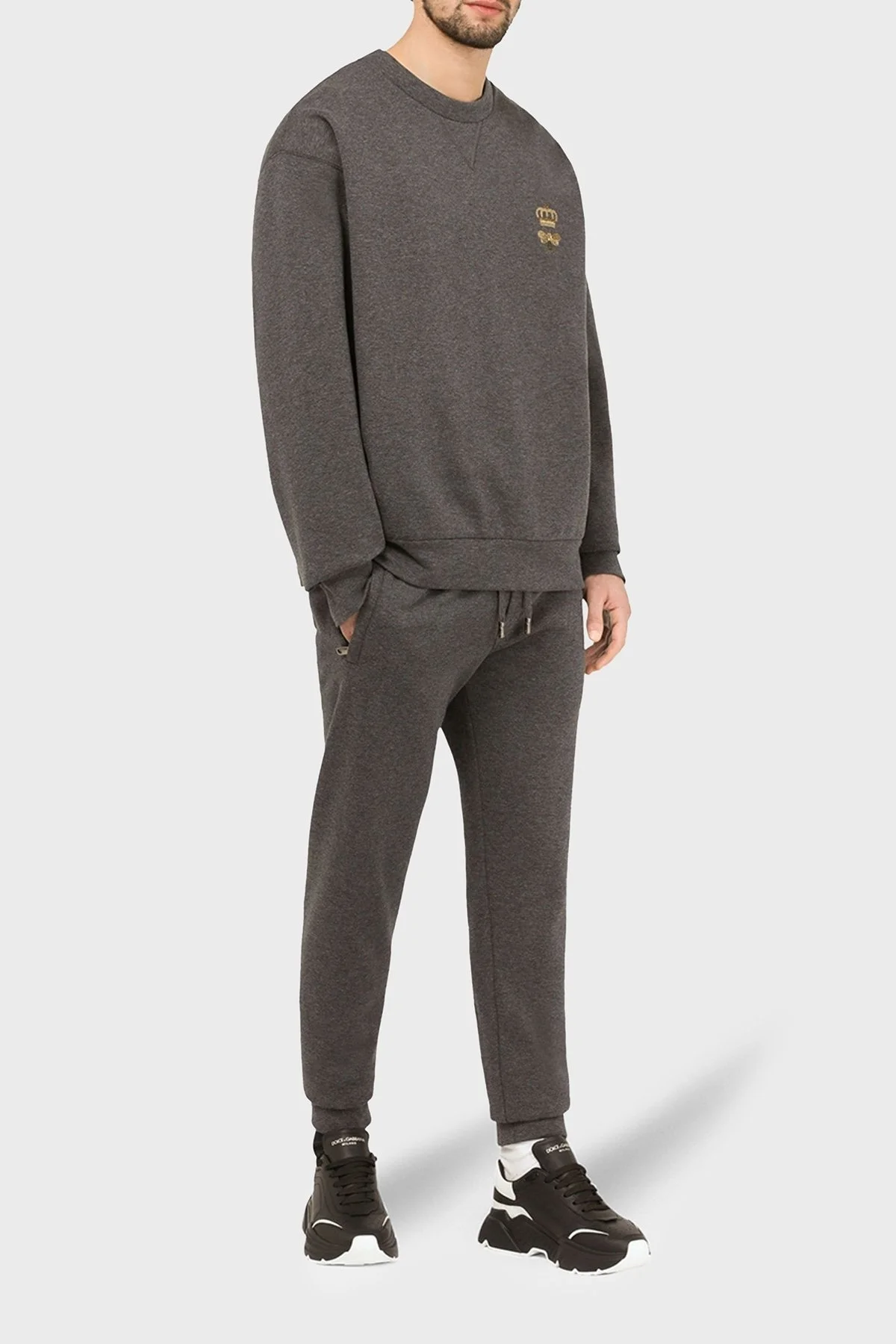 Dolce Gabbana Pamuklu Bisiklet Yaka Erkek Sweat G9VA5Z HU7IE S8450 ANTRASİT - 7