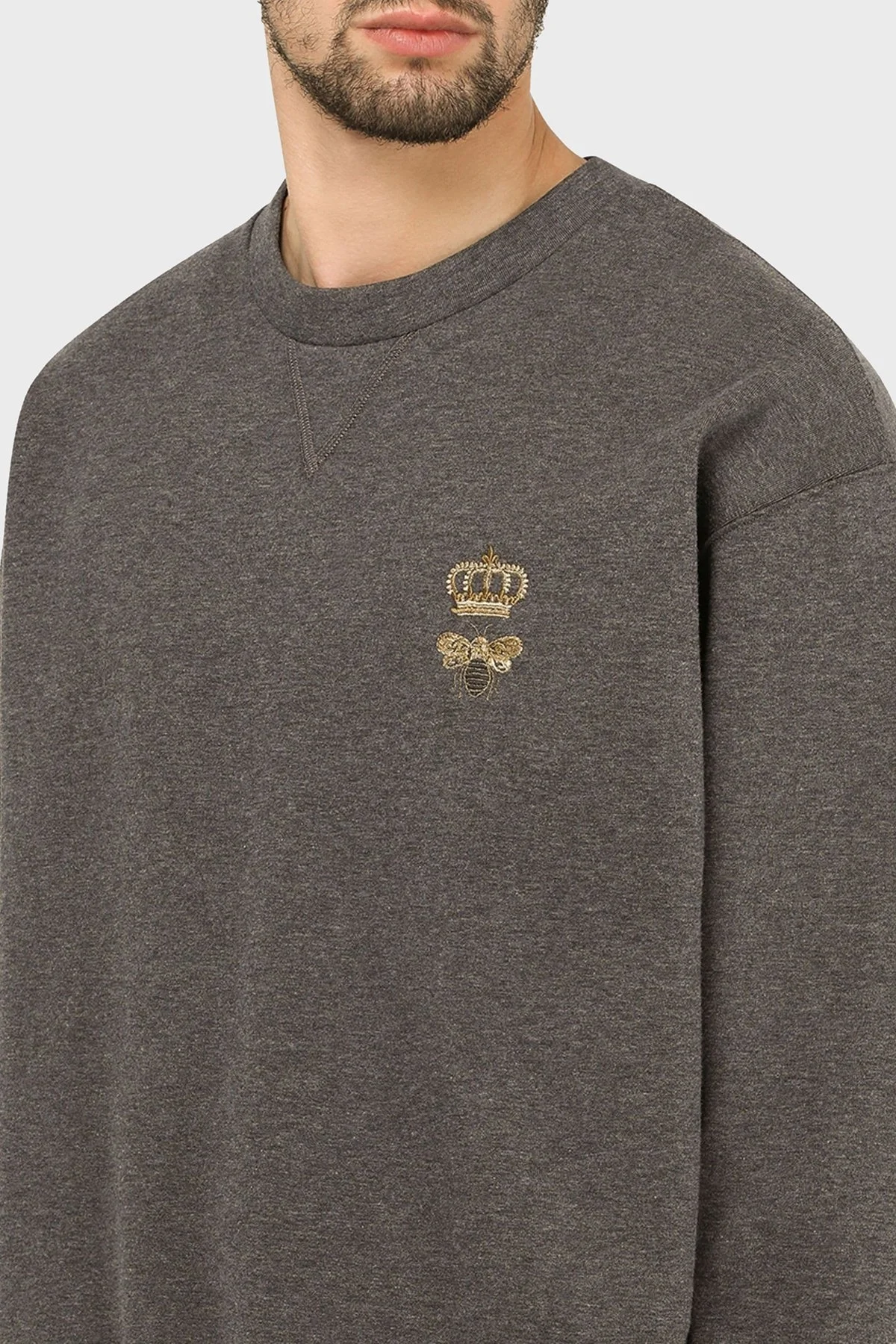 Dolce Gabbana Pamuklu Bisiklet Yaka Erkek Sweat G9VA5Z HU7IE S8450 ANTRASİT - 9