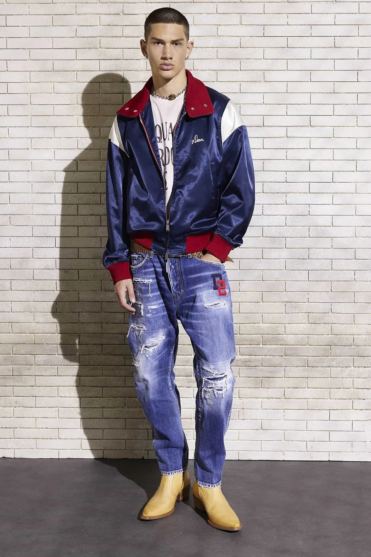 Dsquared2 % 100 Pamuk Regular Fit Normal Bel Boru Paça Yırtıklı Jeans Erkek Kot Pantolon S74LB1435 S30309 470 LACİVERT - 8