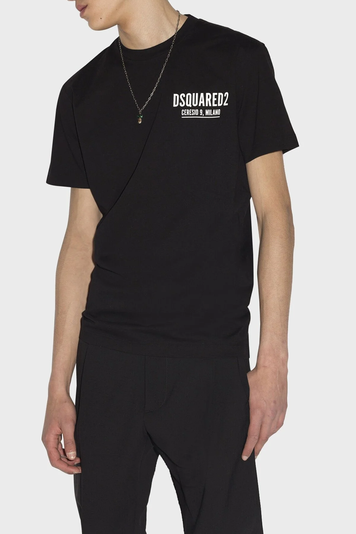 Dsquared2 % 100 Pamuk Relaxed Fit Sıfır Yaka Erkek T Shirt S71GD1116 S23009 900 SİYAH - 1